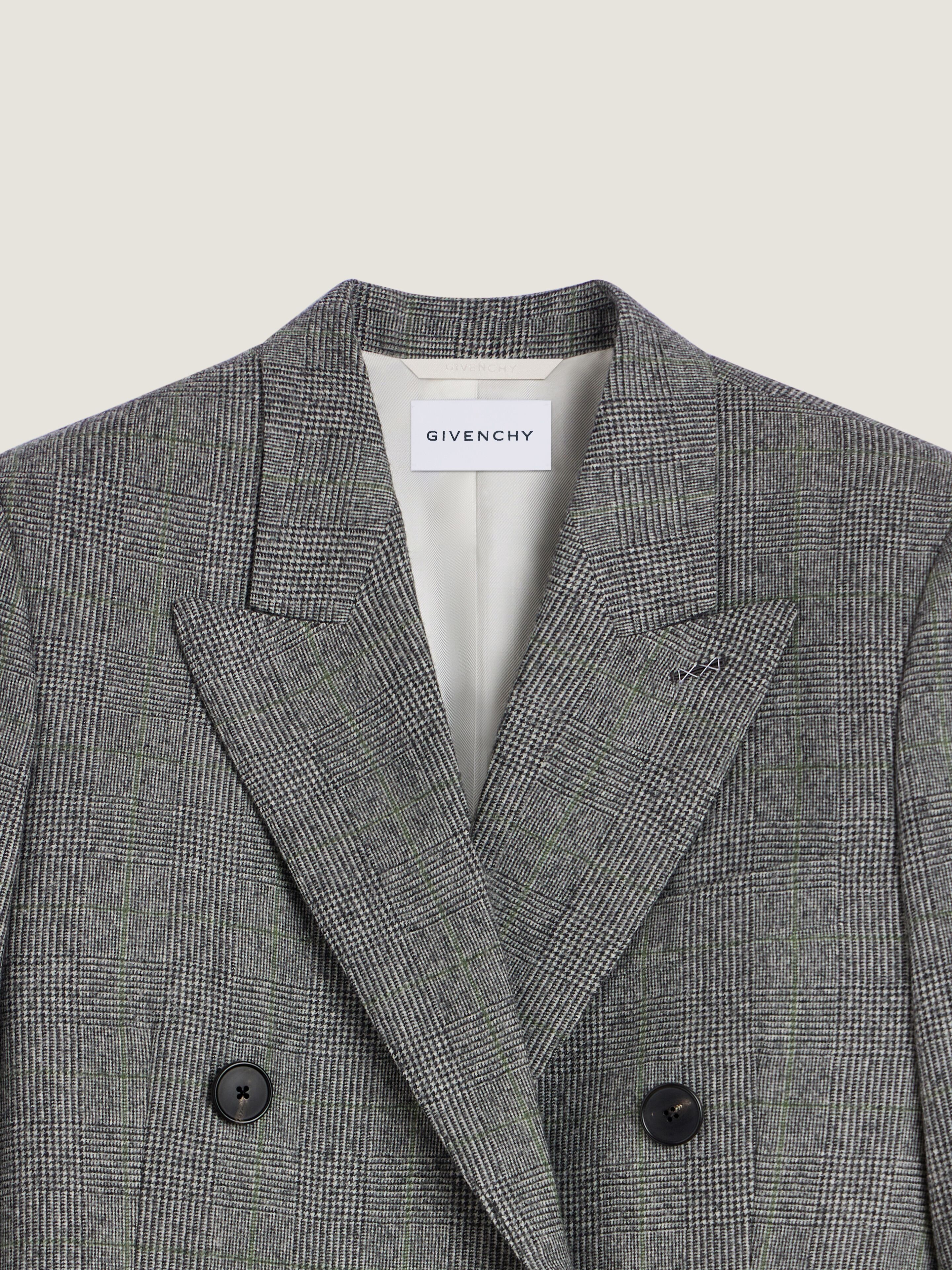 【LOST】セットアップ ダブルスーツ 霜降りグレー GIVENCHYネクタイ Double-breasted checked jacket in flannel in - grey mix