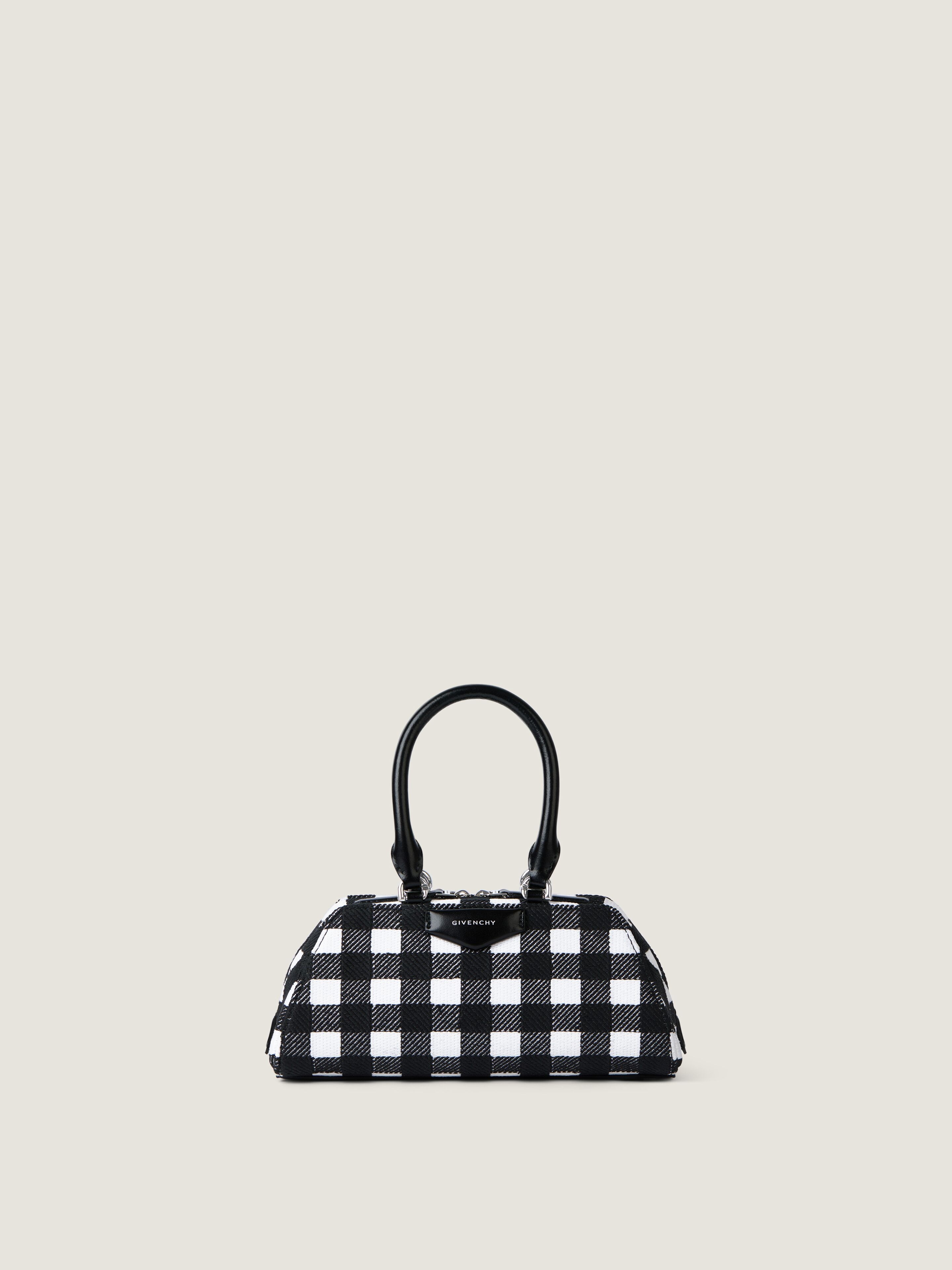 Givenchy Mini Embroidered Antigona East-west Bag With Checks In Multi