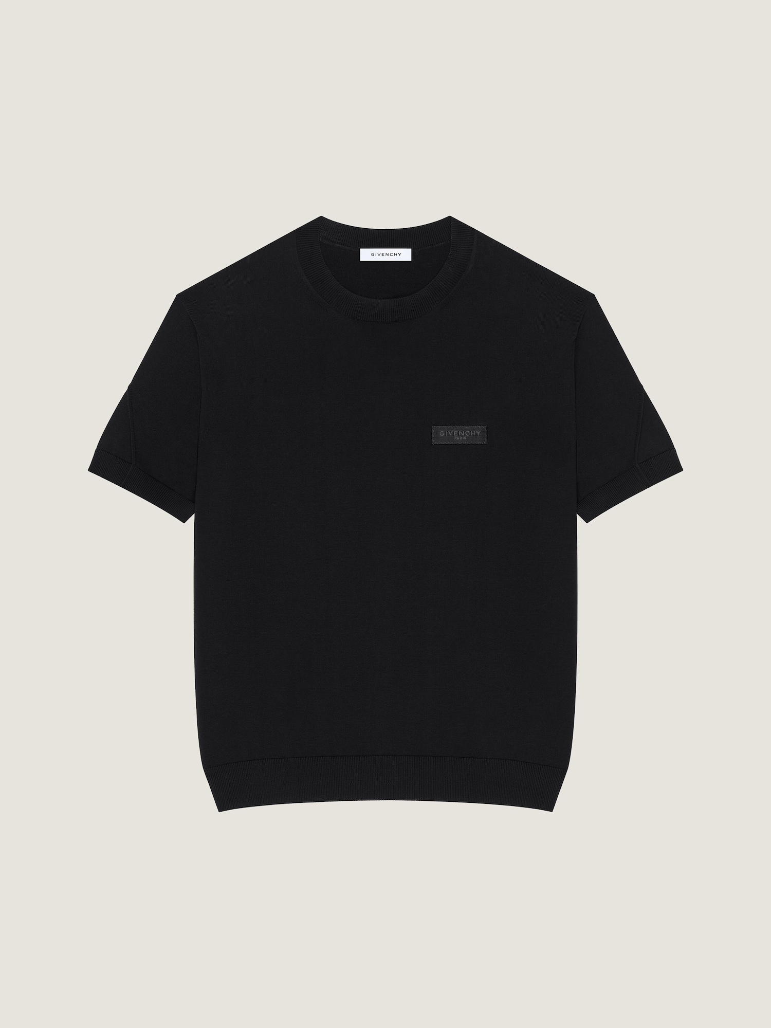 クチュールシーム ニット グログランディテール Tシャツ - ブラック 