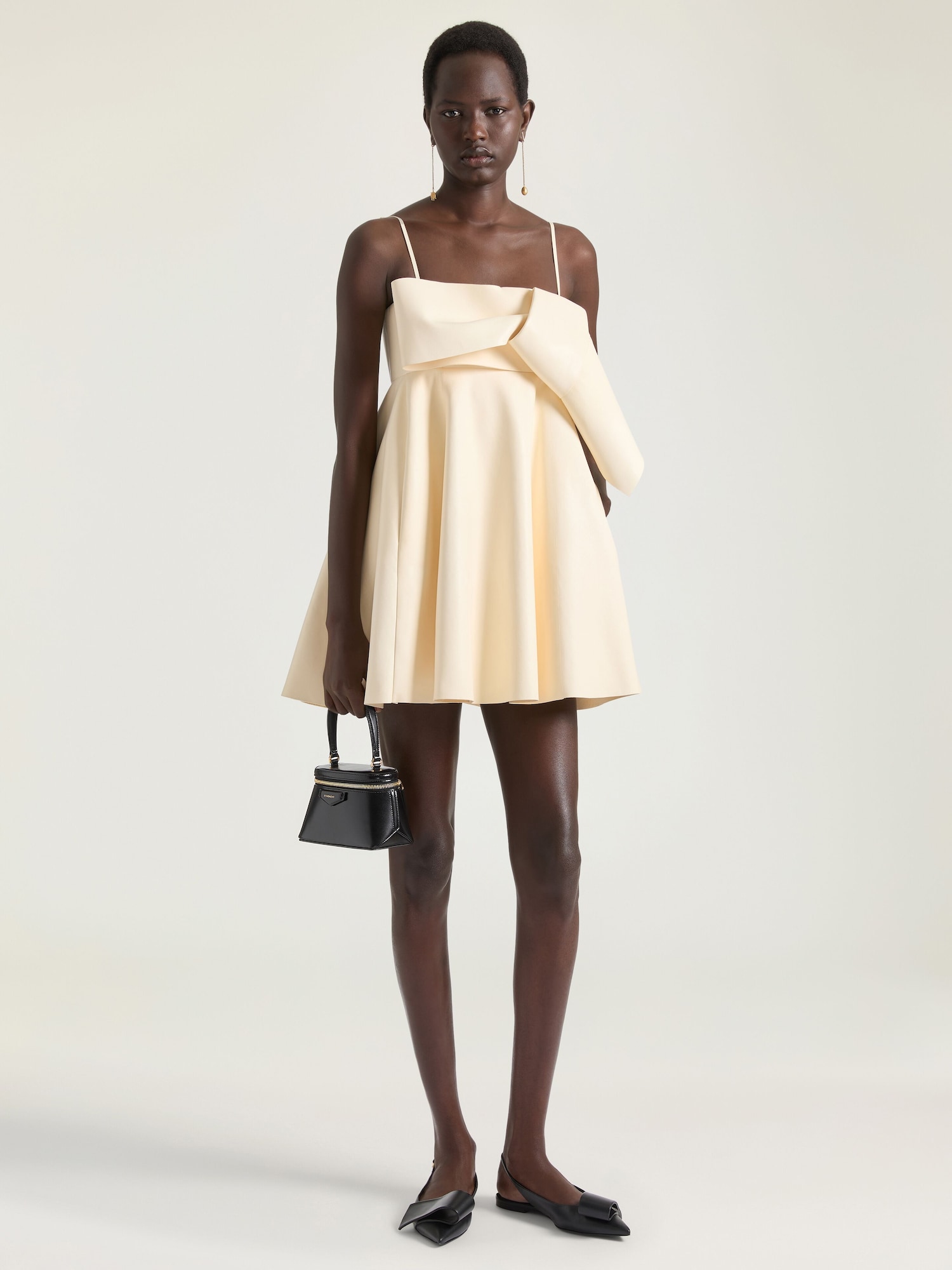 givenchy mini dress Givenchy - Mini Bustier Dress In Nappa Leather With Bow - Lamb Leather - Women