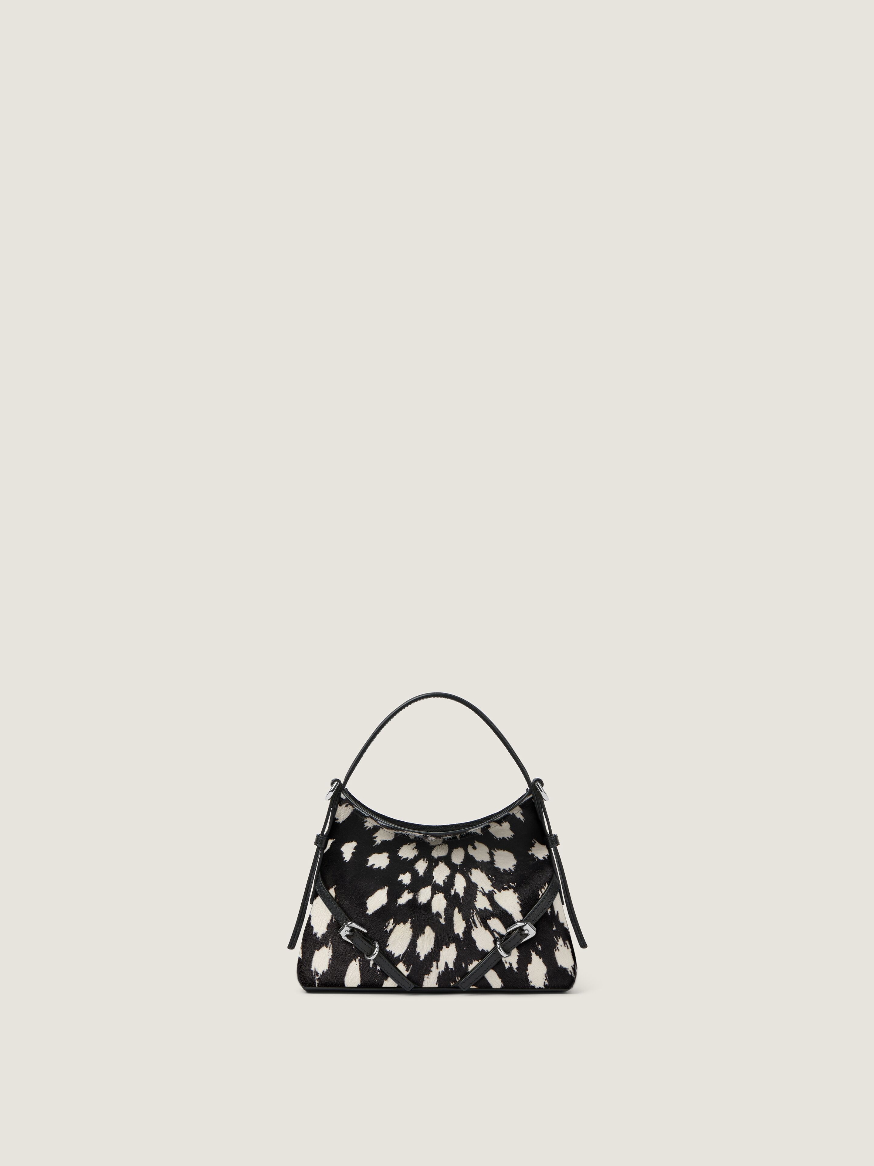Nano Voyou bag in pony effect leather with animal print - black in