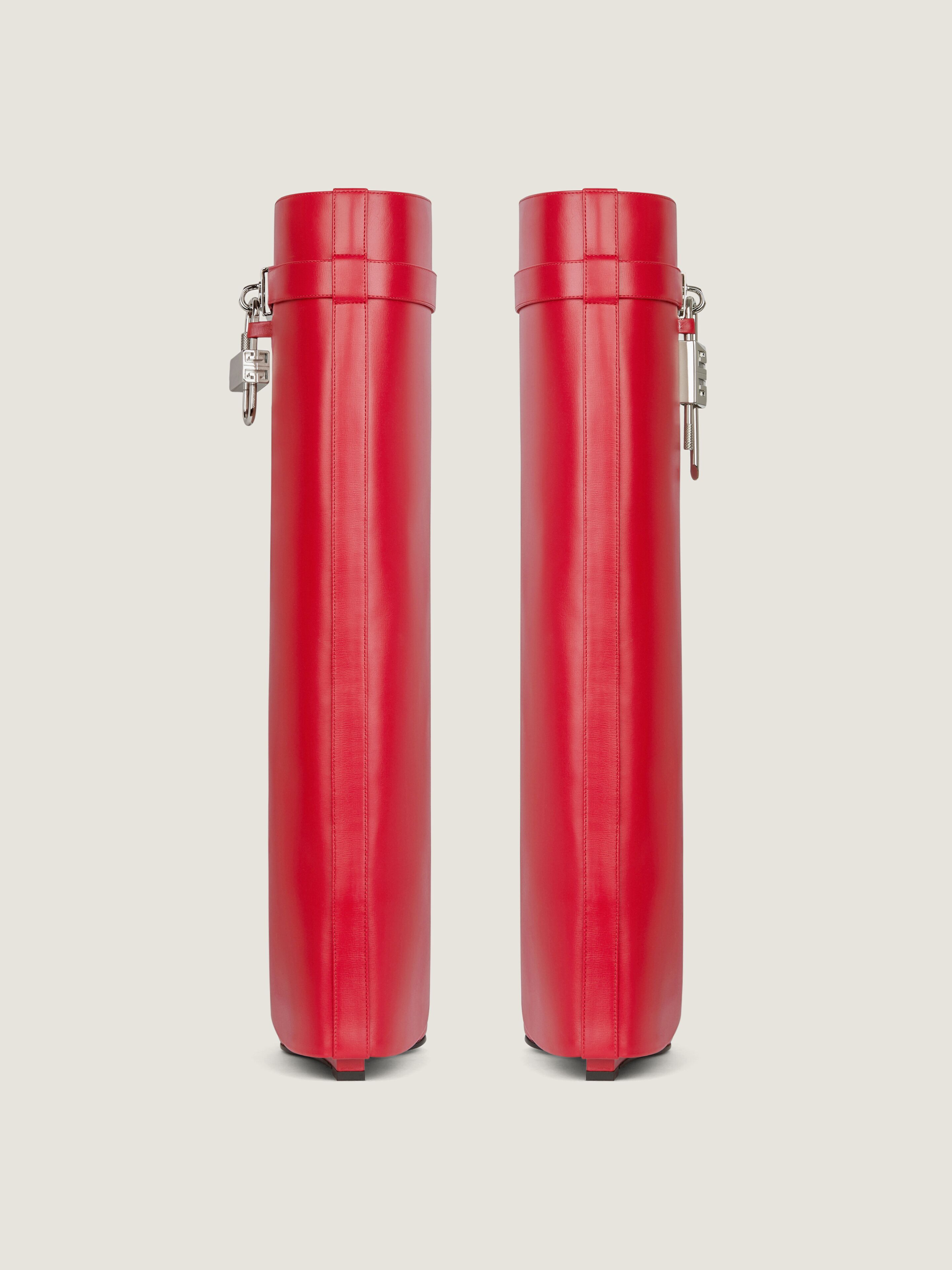 Shark Lock boots in leather in - red red | Givenchy US