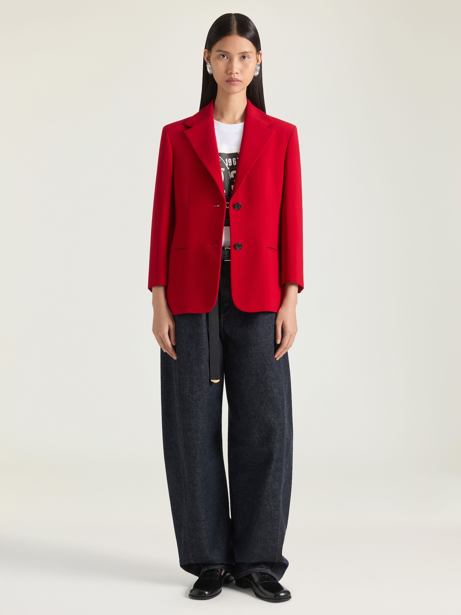Single-breasted jacket in crepe cady