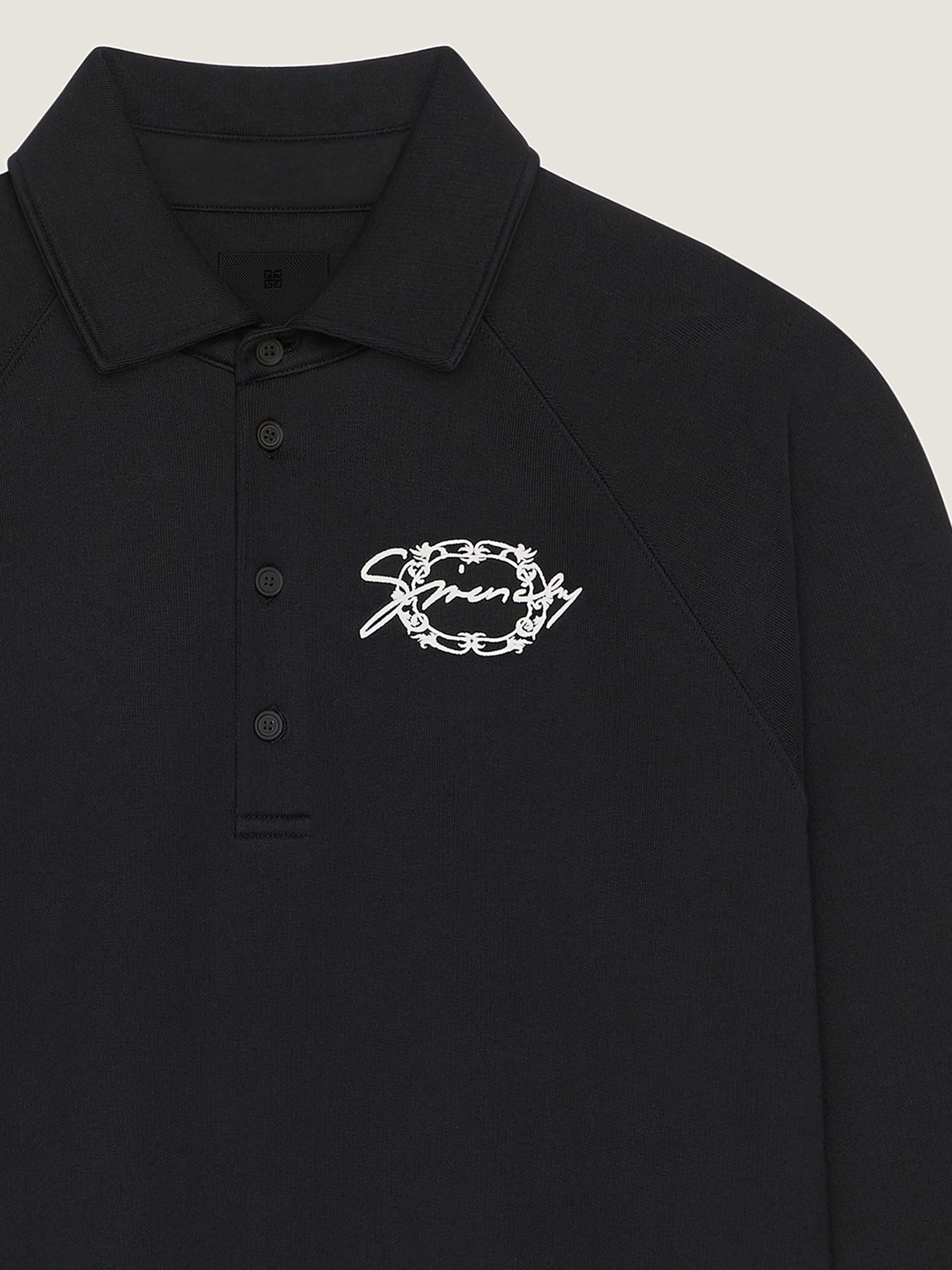 Polo sweatshirt in fleece with GIVENCHY medallion in - black