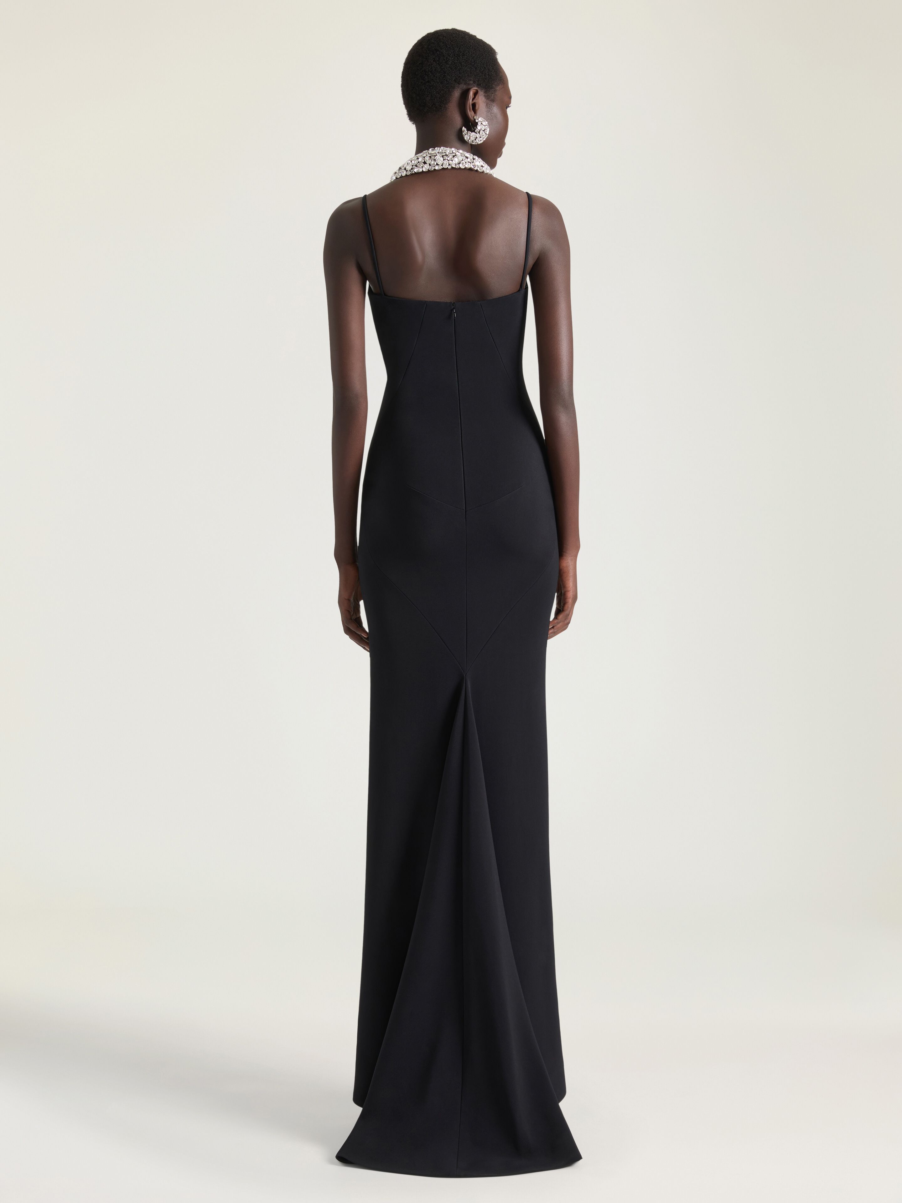 Sliced long dress in crepe cady in - black - BW22NA164K-001