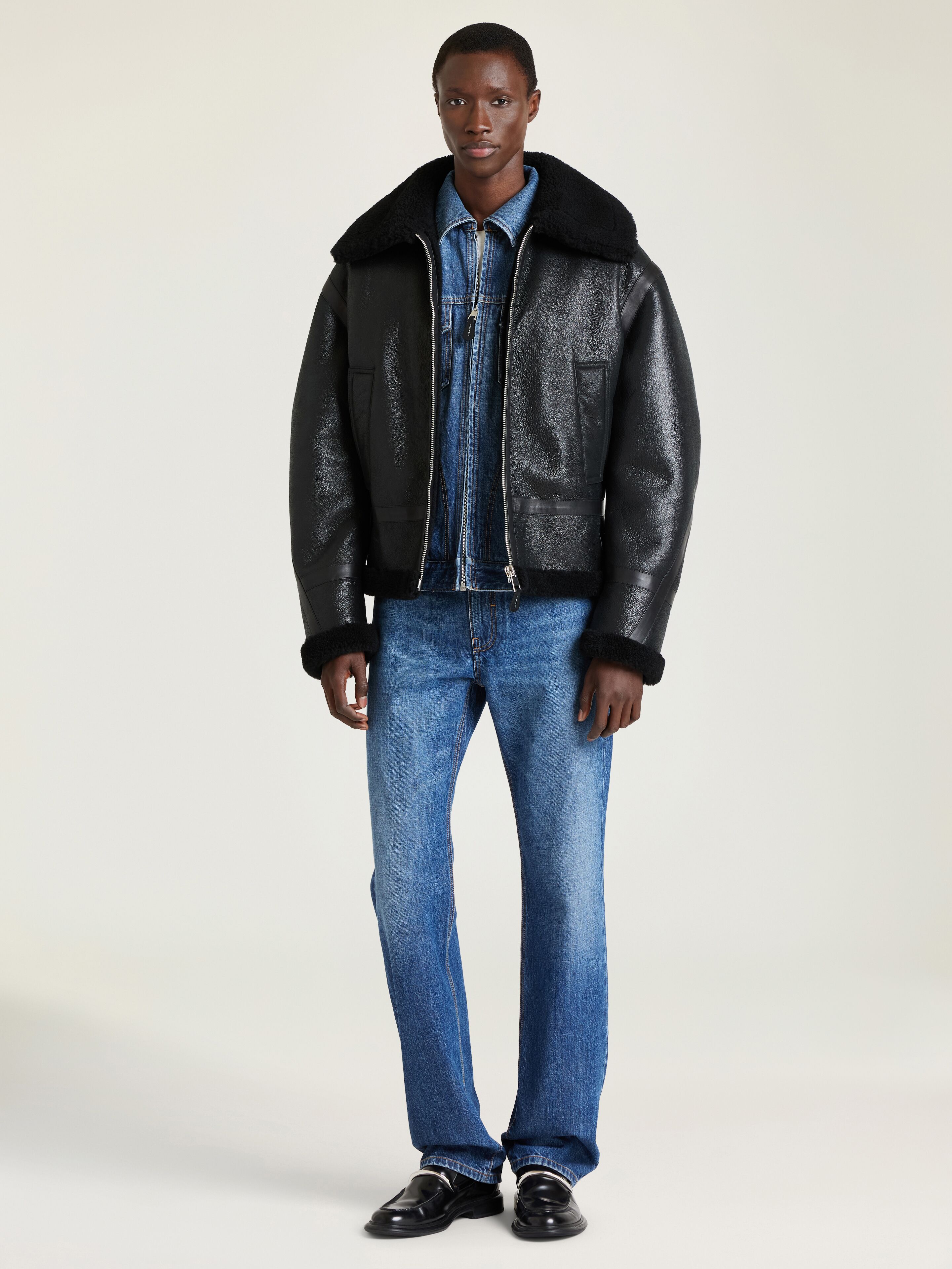 Couture Seam aviator blouson in leather and shearling | Givenchy