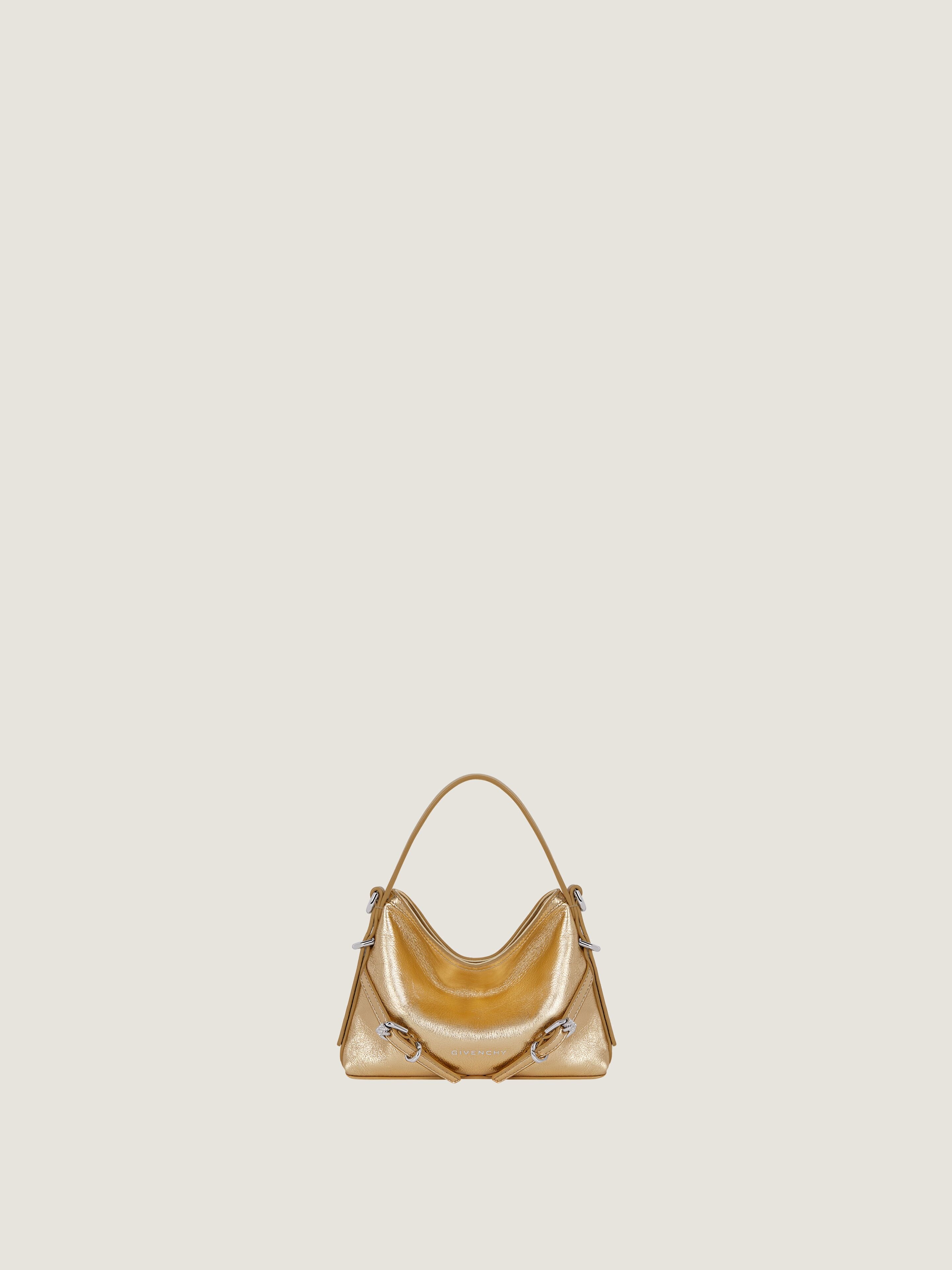 Nano Voyou bag in laminated leather in - golden sand