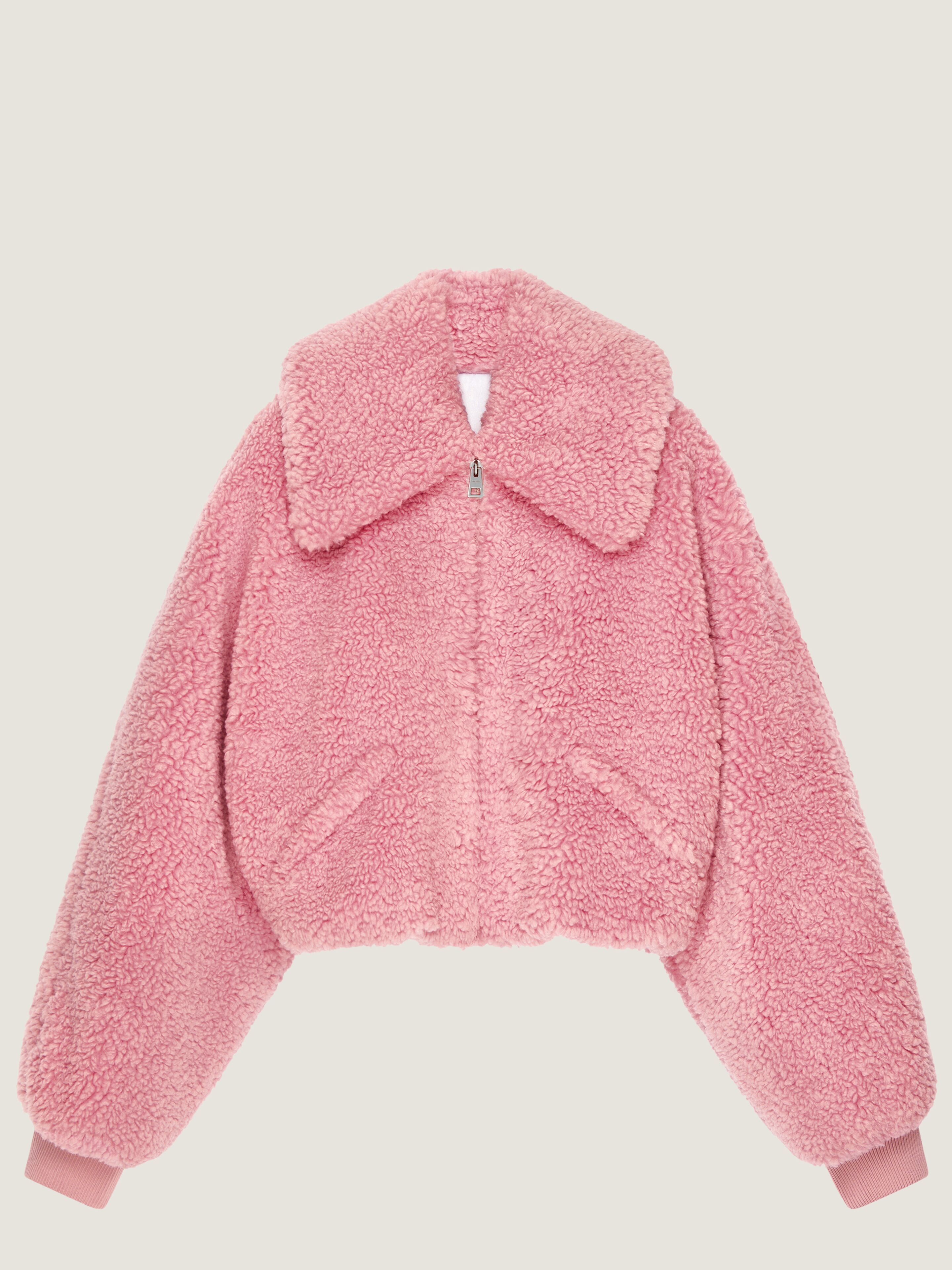Givenchy Cropped Blouson In Shearling Effect In Pink