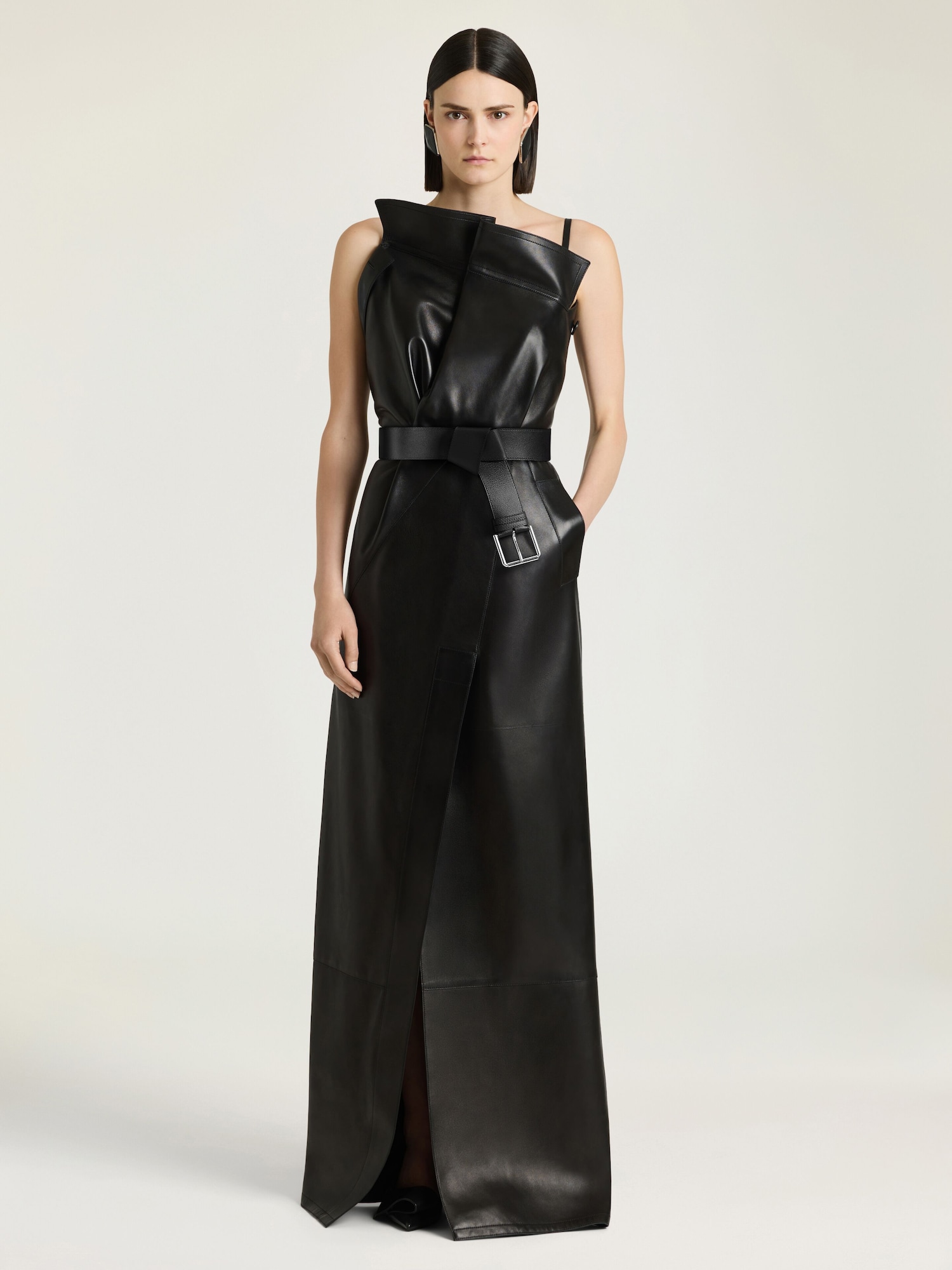 leather trench dress Givenchy - Long In - Black - Lamb Leather - Women blue socks