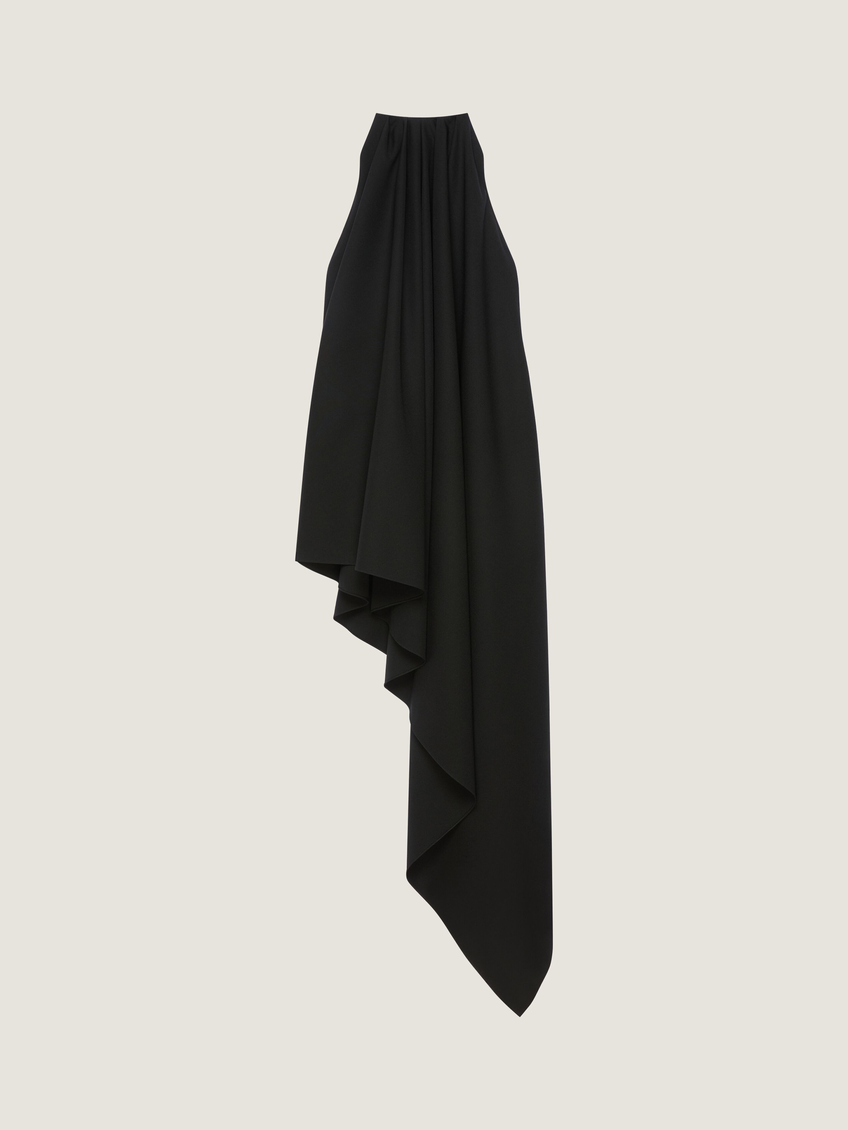 Asymmetric halterneck dress in wool in - black - BW22N615CT-001
