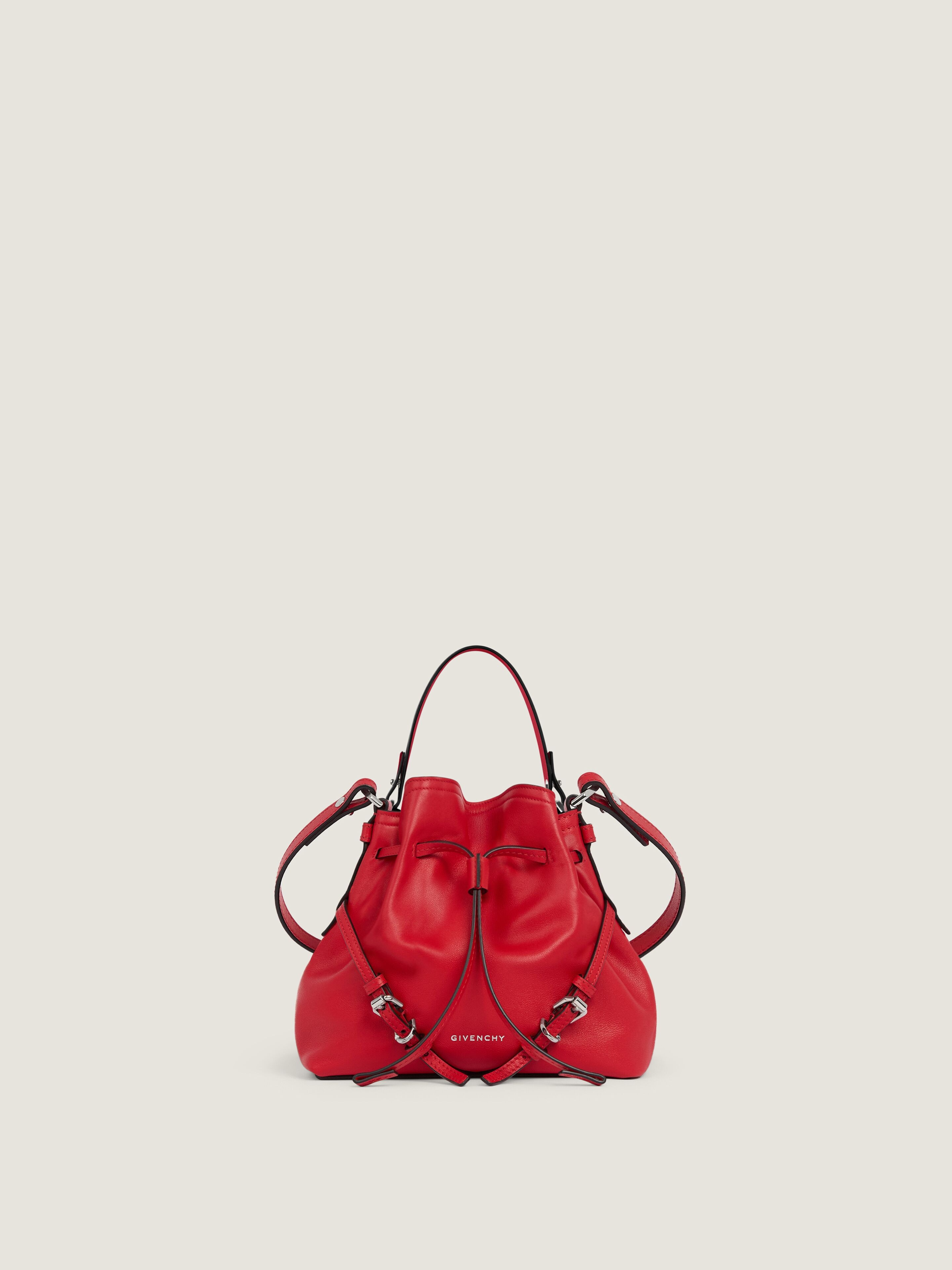 Givenchy Sac Voyou Bucket Mini En Cuir Brillant In Rouge Coquelicot