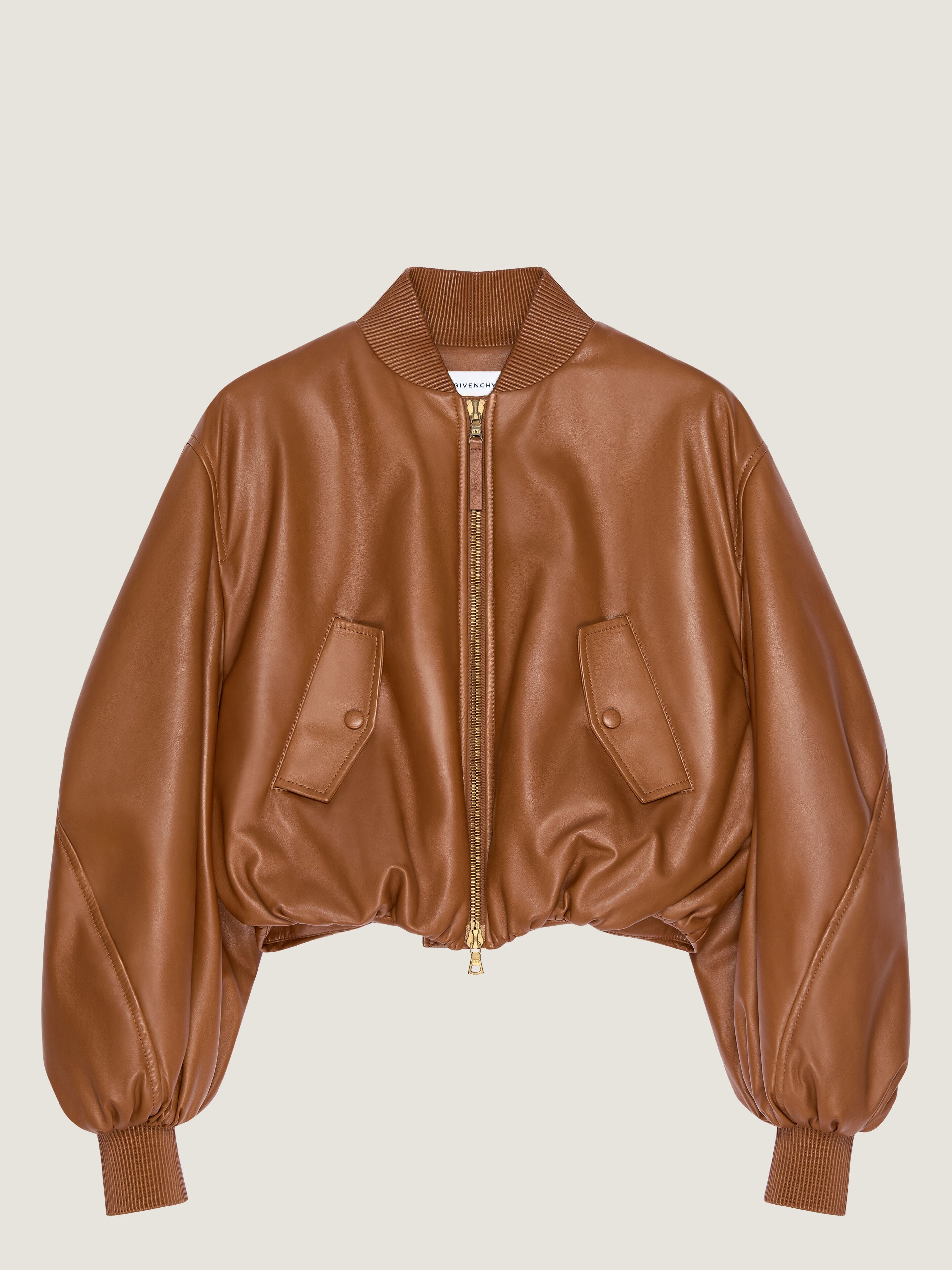 Cropped Cocoon bomber in nappa leather in - tan | Givenchy US