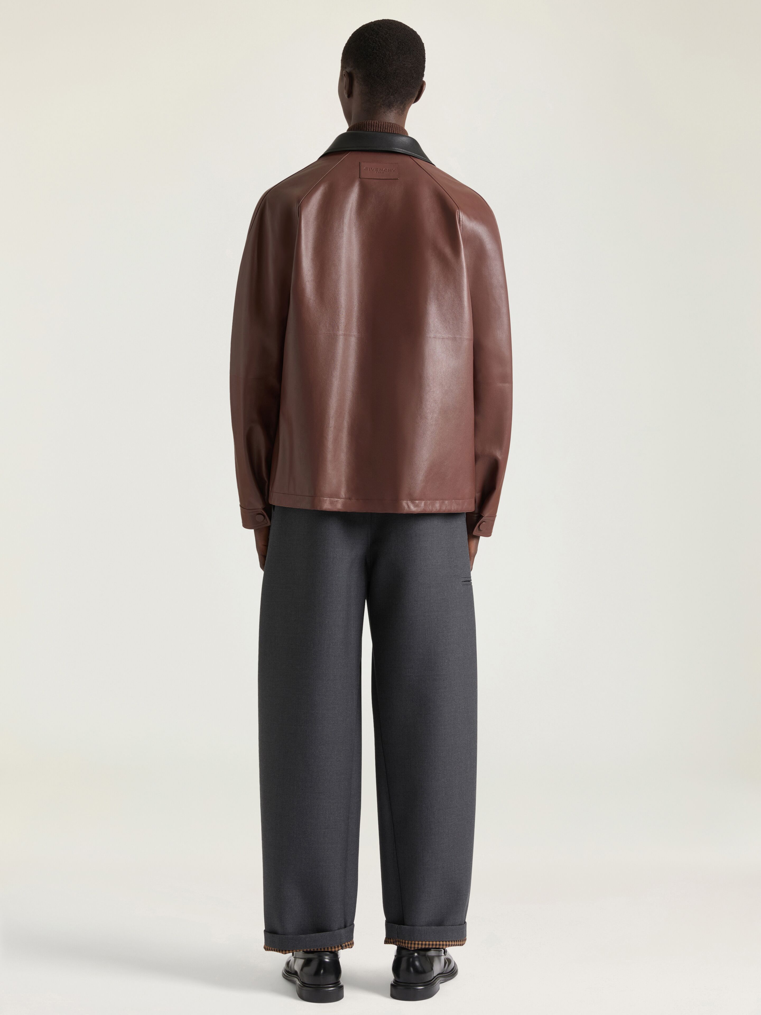 Couture Seam jacket in leather with Givenchy Paris in - dark