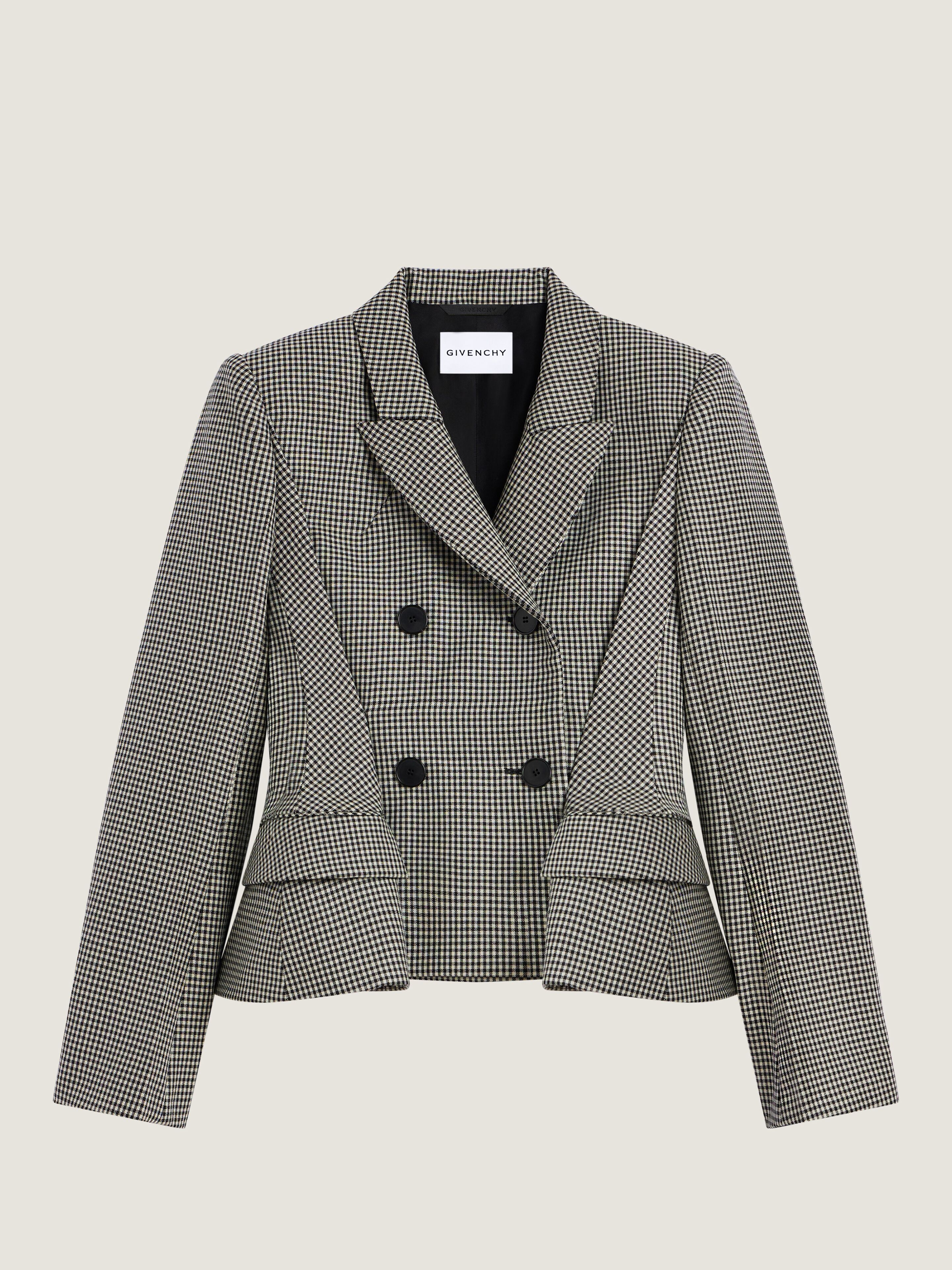 Givenchy Pinch Double-breasted Jacket In Wool Houndstooth In Gray