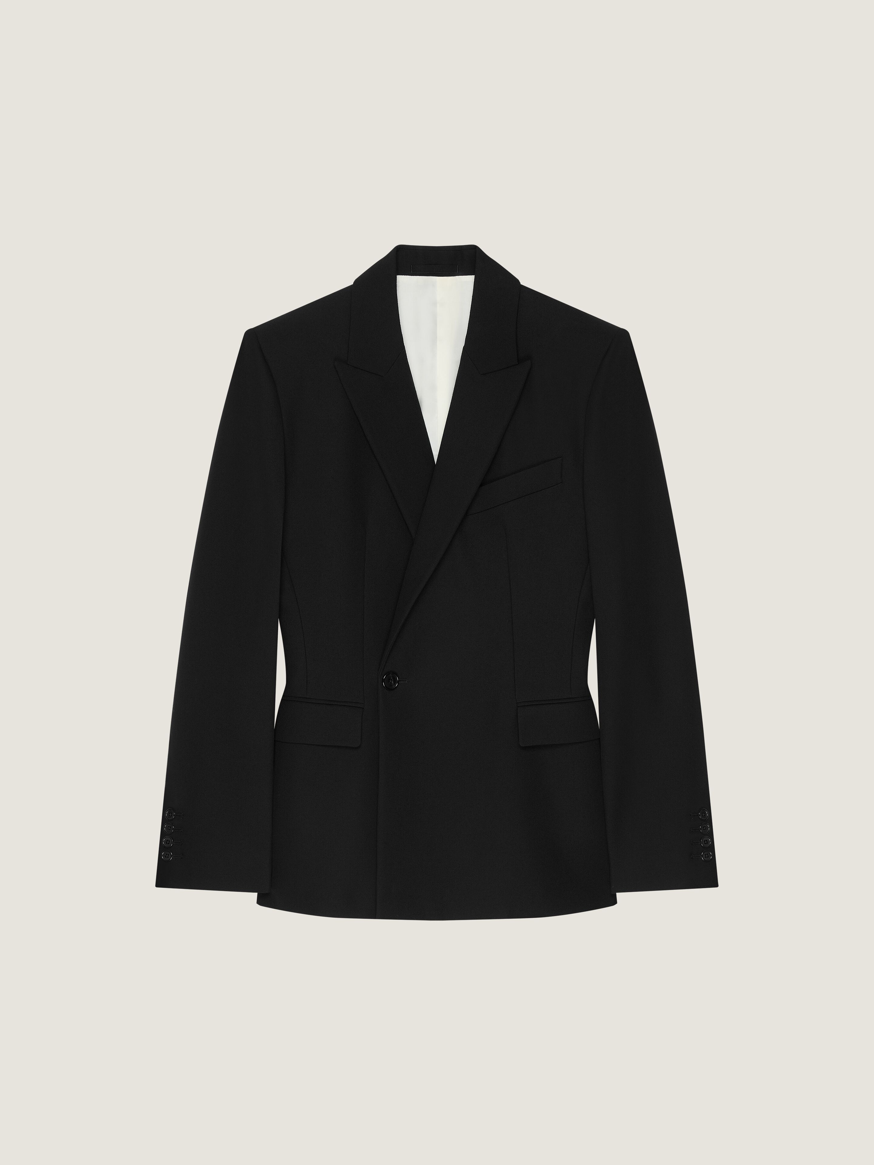 Givenchy Veste Architecturale Simple Boutonnage En Laine In Black