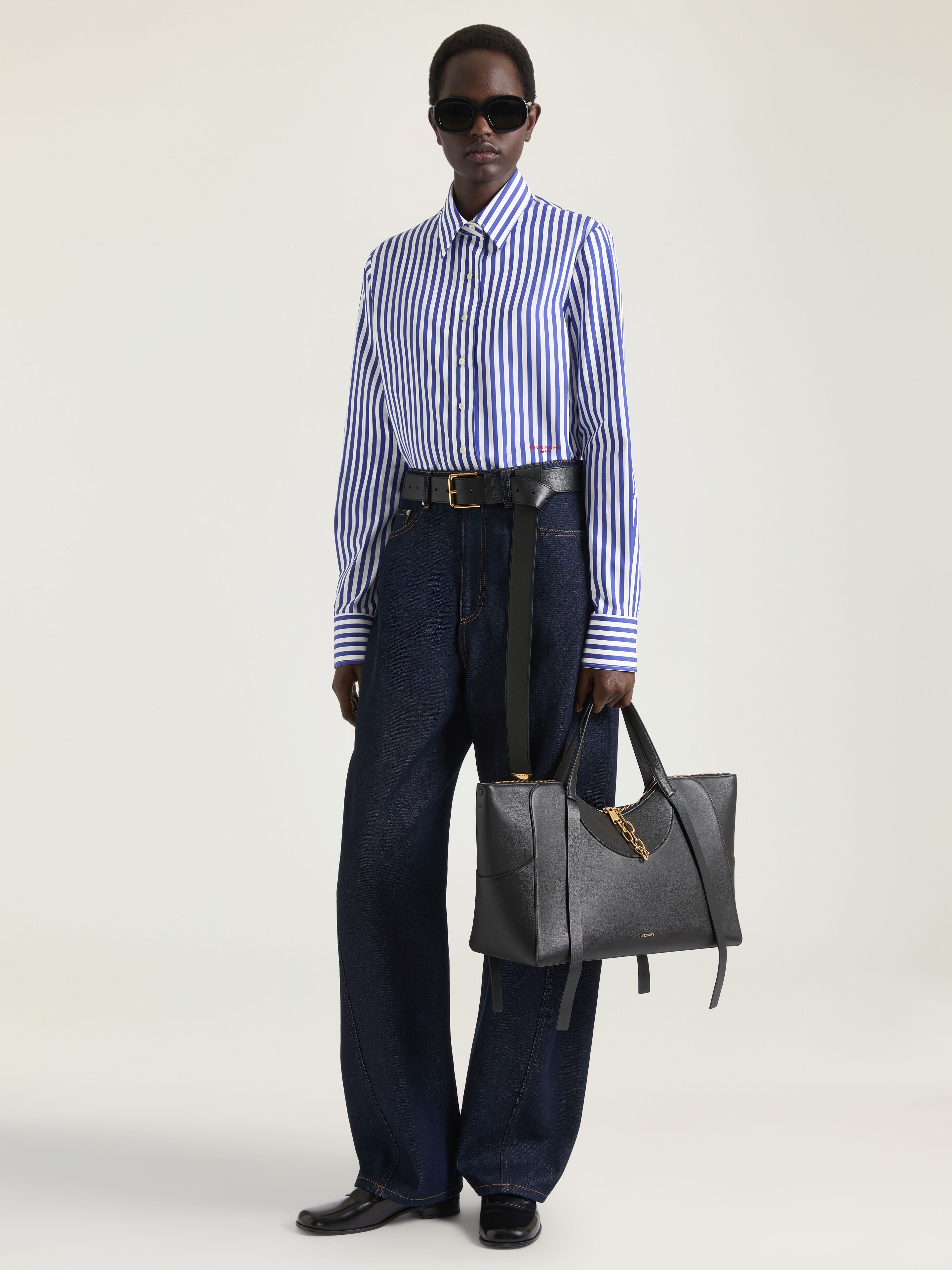 GIVENCHY PARISエンブロイダリー ポプリン ストライプシャツ