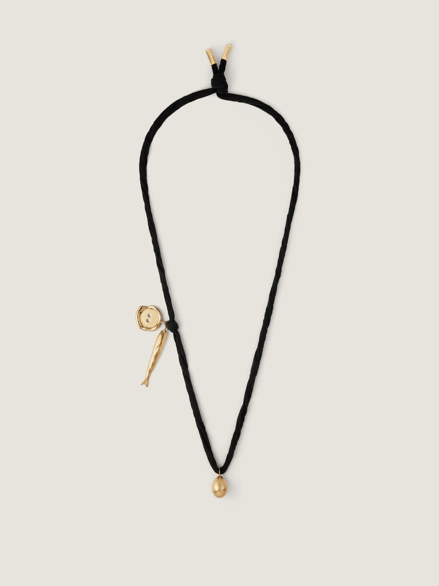 Lucky Charms necklace in silk and metal in - black/golden 