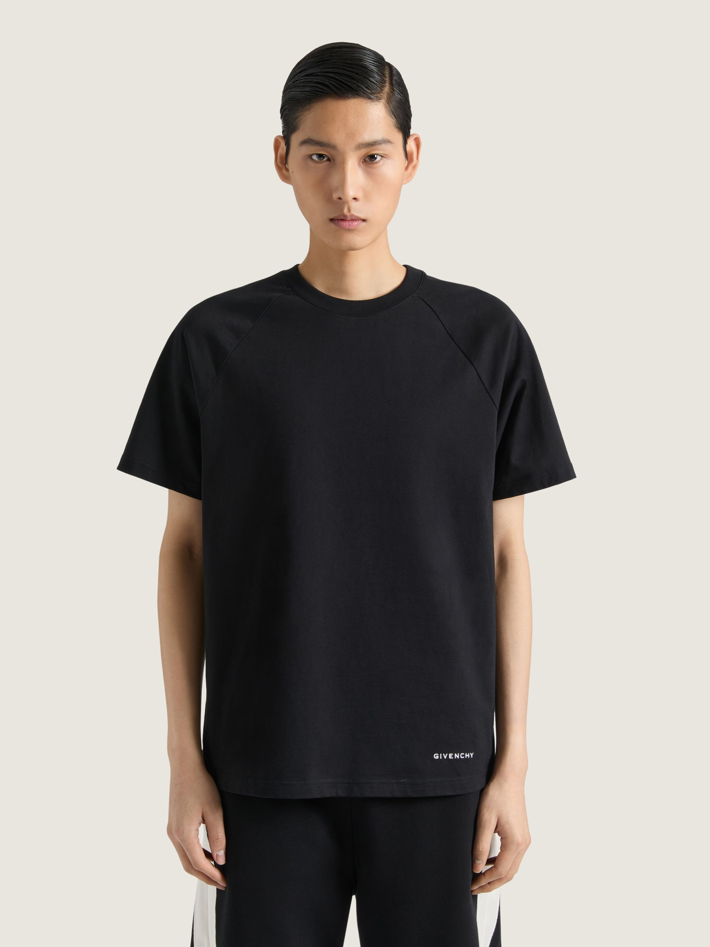 T-shirt in cotton with satin couture detail in - black