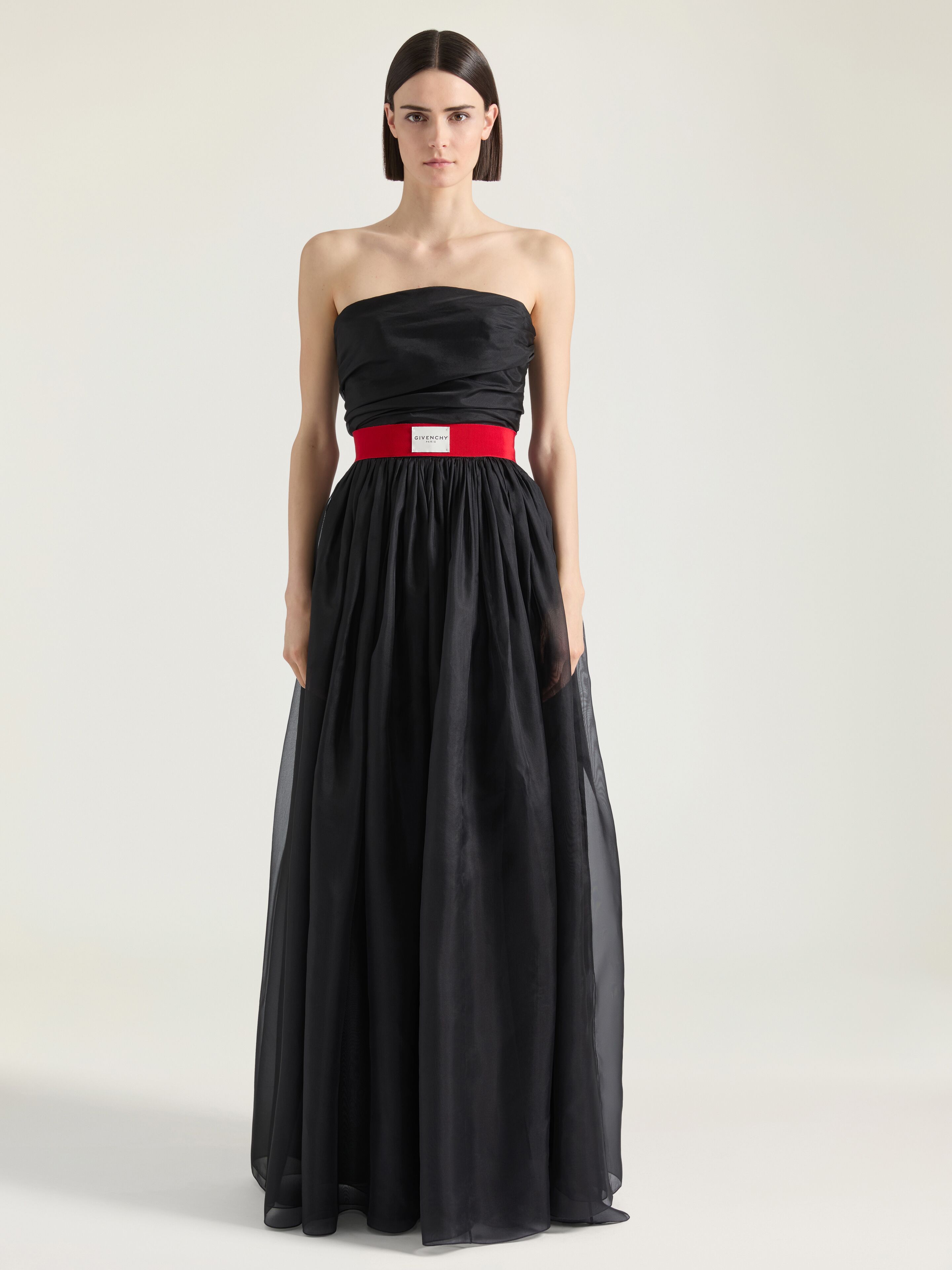 Bustier evening dress in organza in - black - BW22FD1636-001