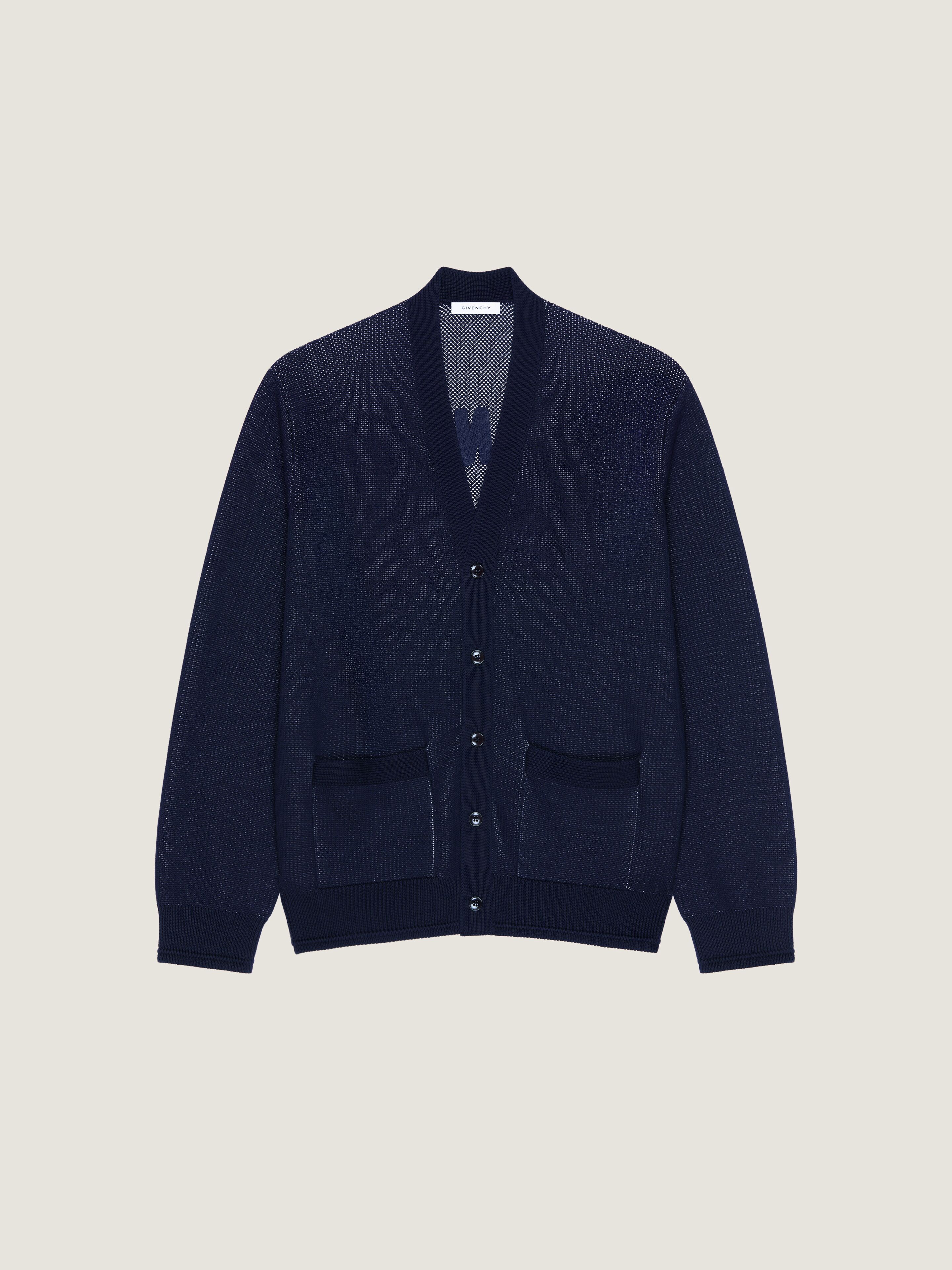 Cardigan in cotton with GIVENCHY Paris embroidery in - dark navy
