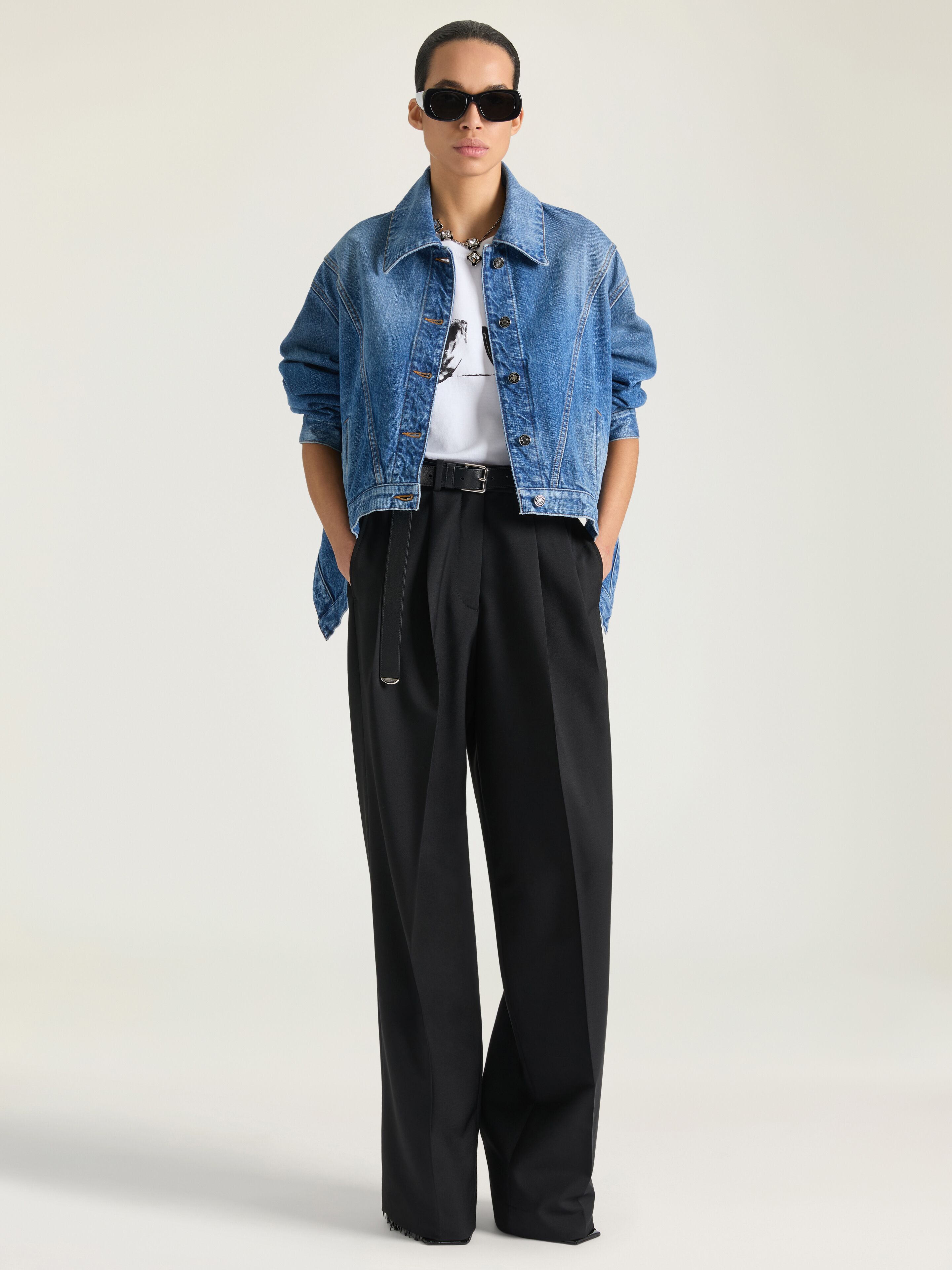 Trapeze jacket in medium blue denim in - medium blue - BW00VD517Z