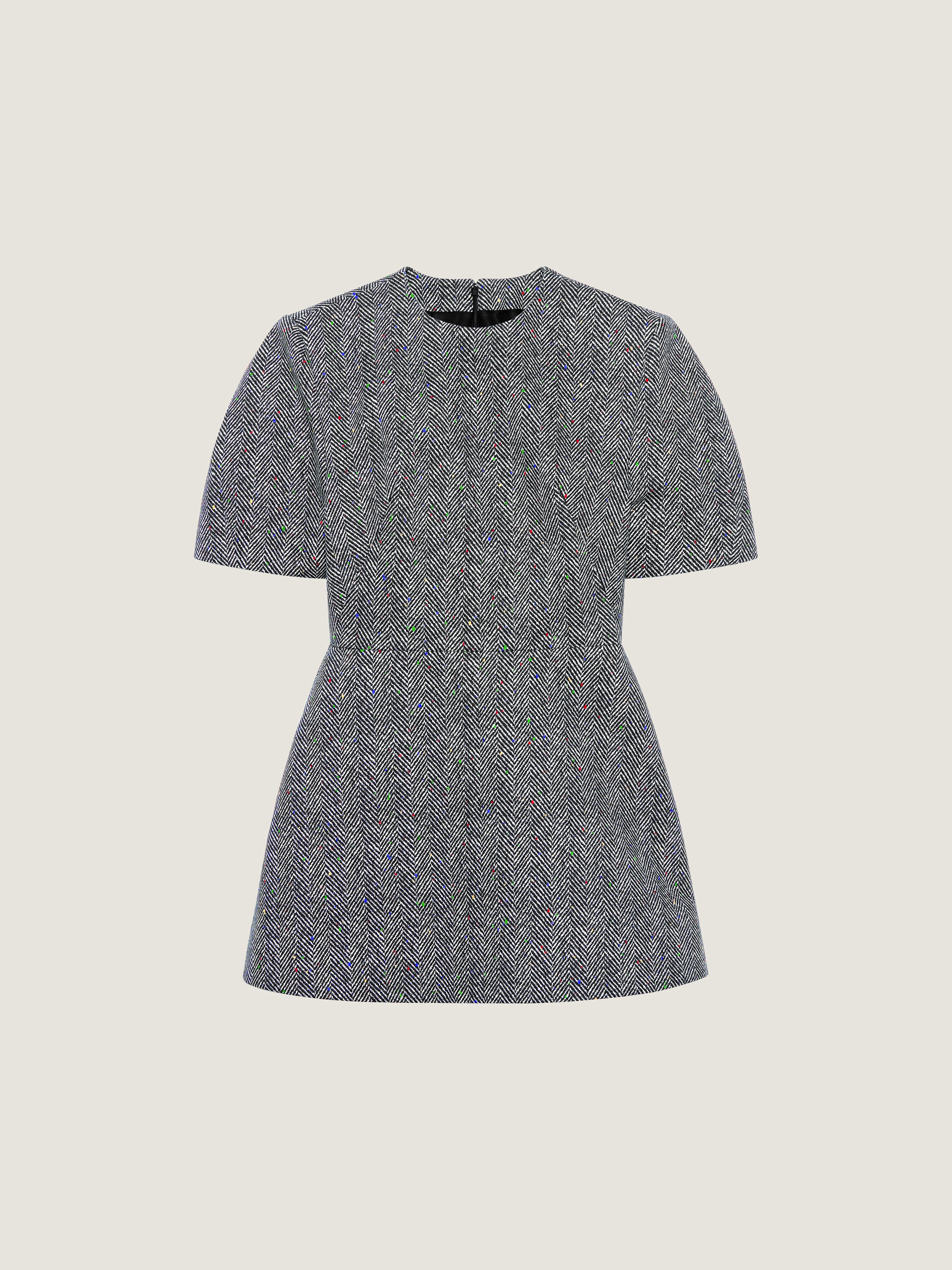 Givenchy Cocoon Mini Dress In Cotton Herringbone In Gray