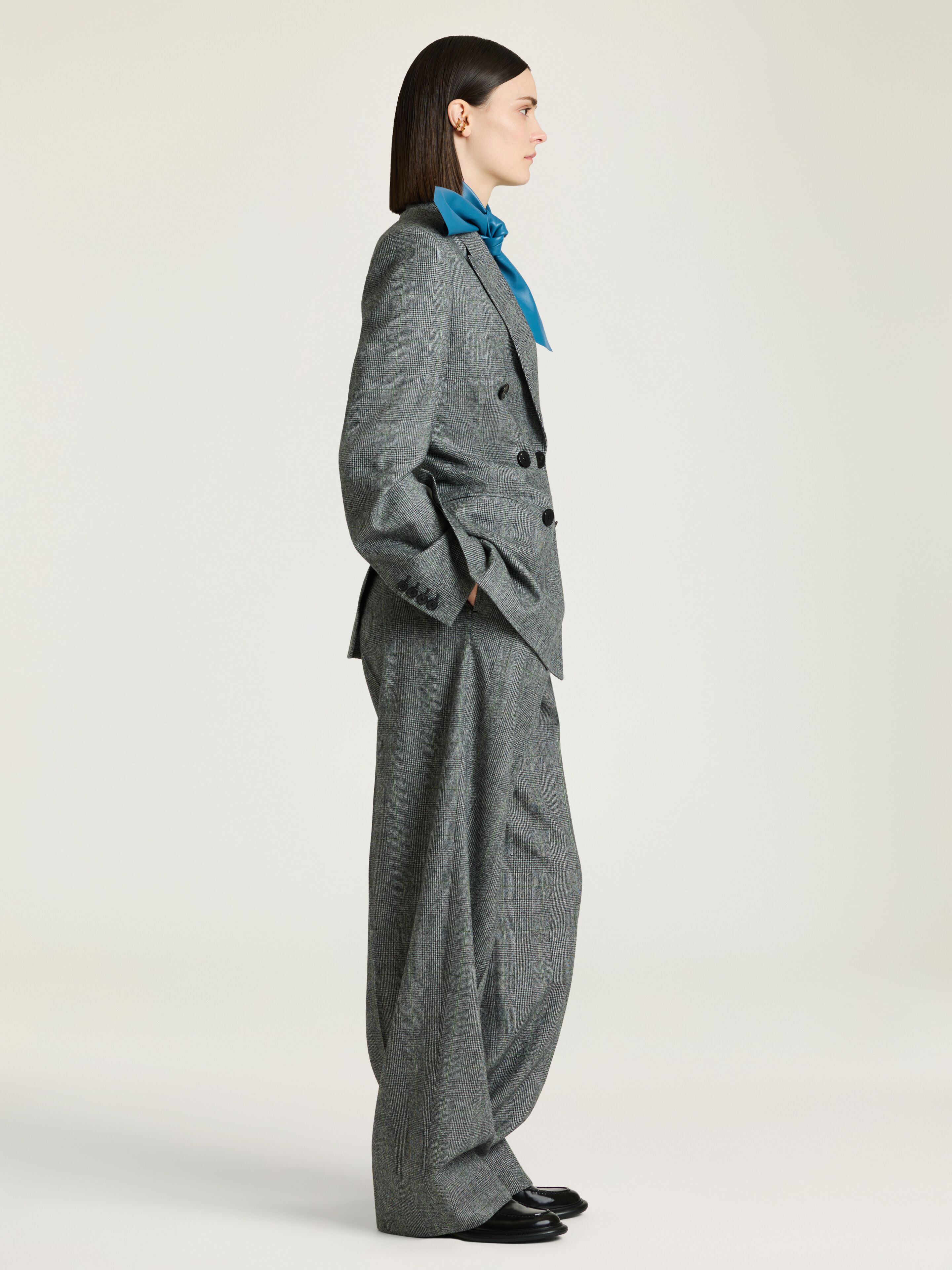 Double-breasted checked jacket in flannel in - grey mix