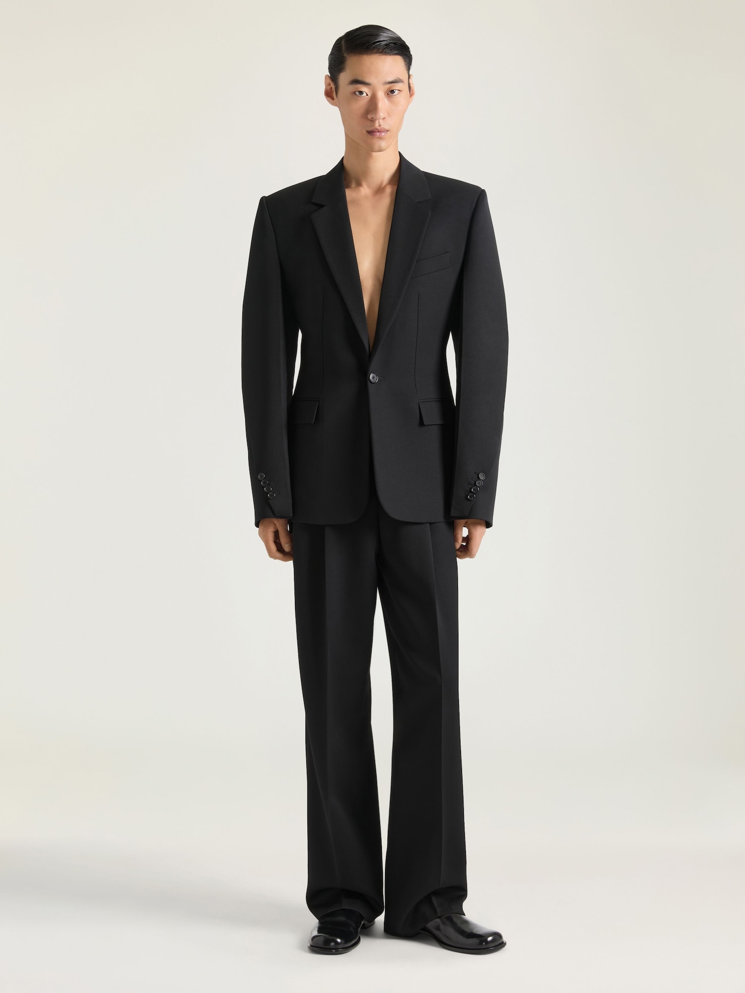 Double pleat trousers in wool