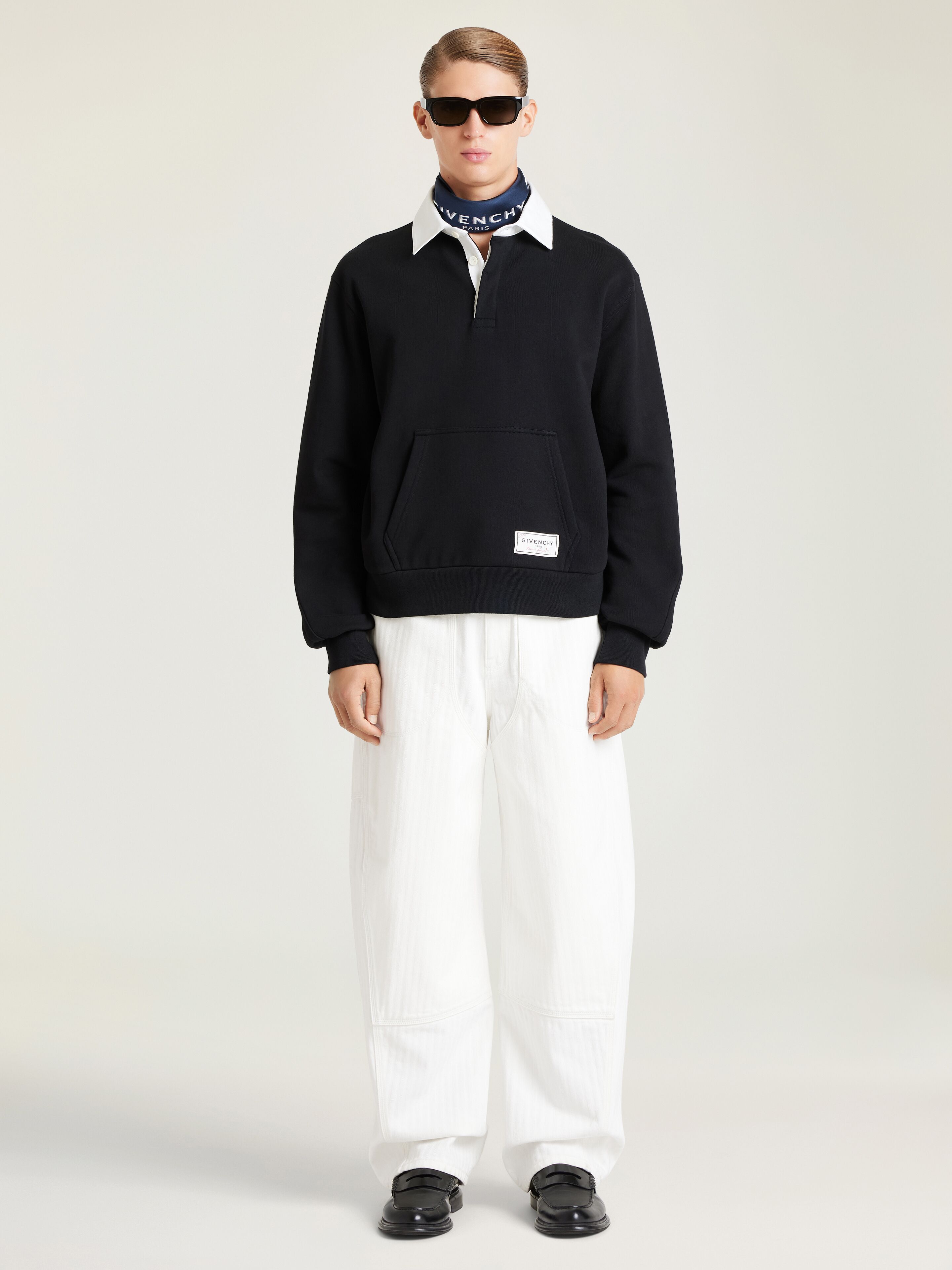 【最終値下げ　GIVENCHY 新品】夏に大活躍　ポロシャツワンピ　黒 クチュールシーム フリース ポロ スウェットシャツ - ブラック