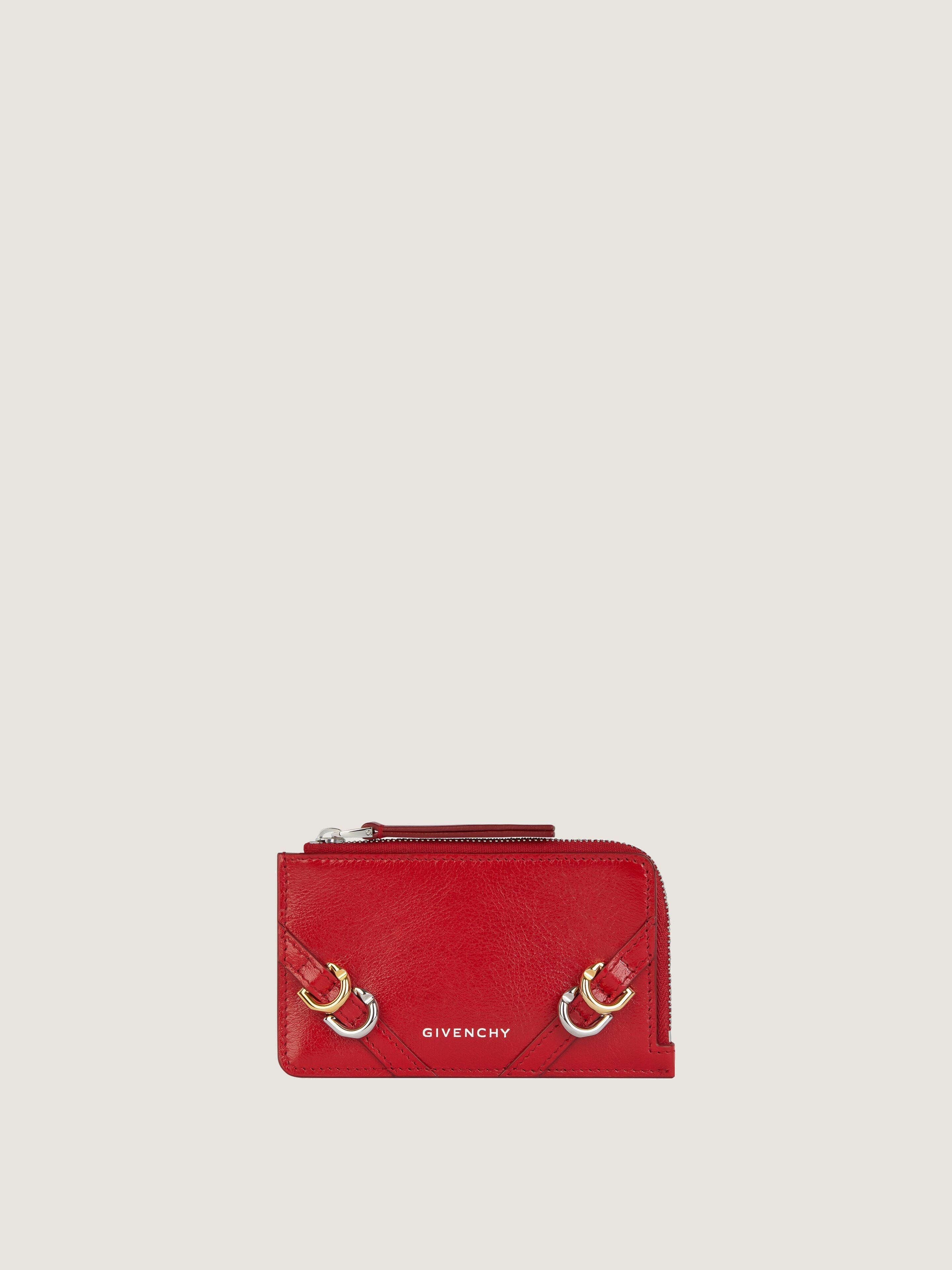 Voyou zipped card holder in leather in - vermillon | Givenchy US