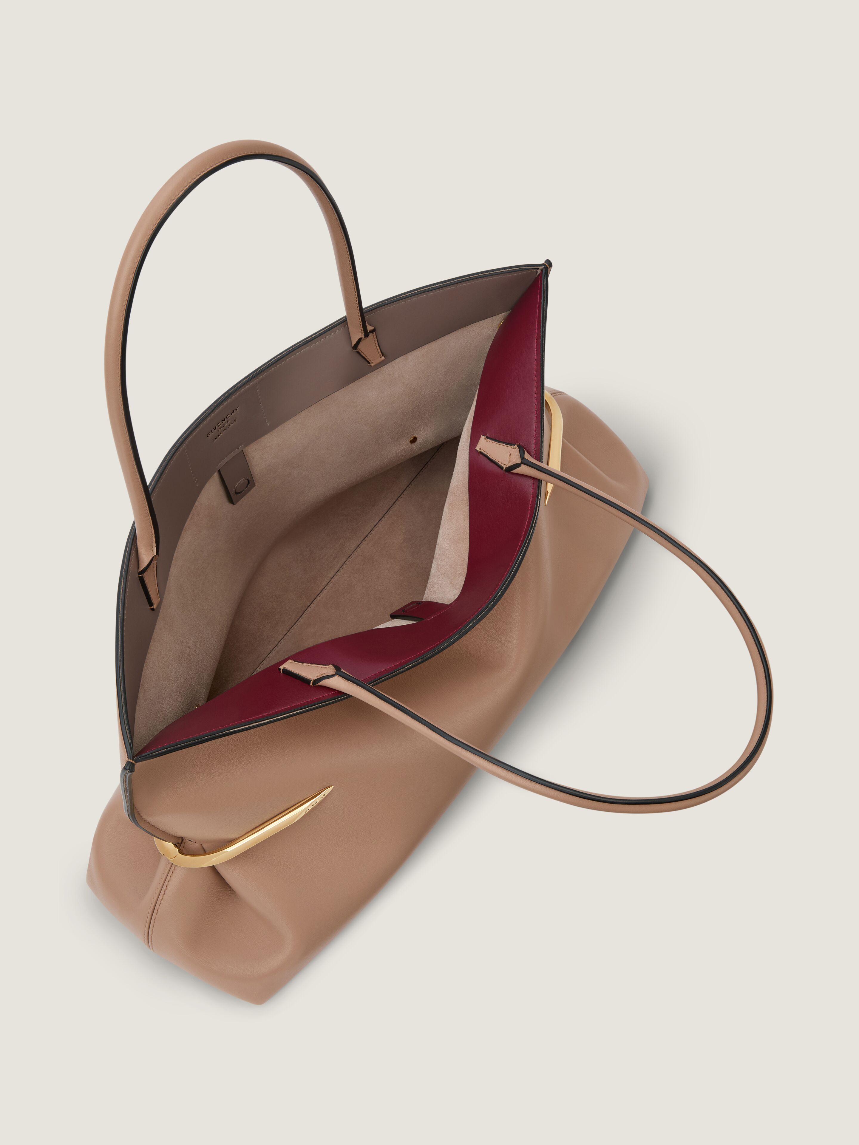 Pinch Squeezed Horizontal tote bag in nappa leather in - blush