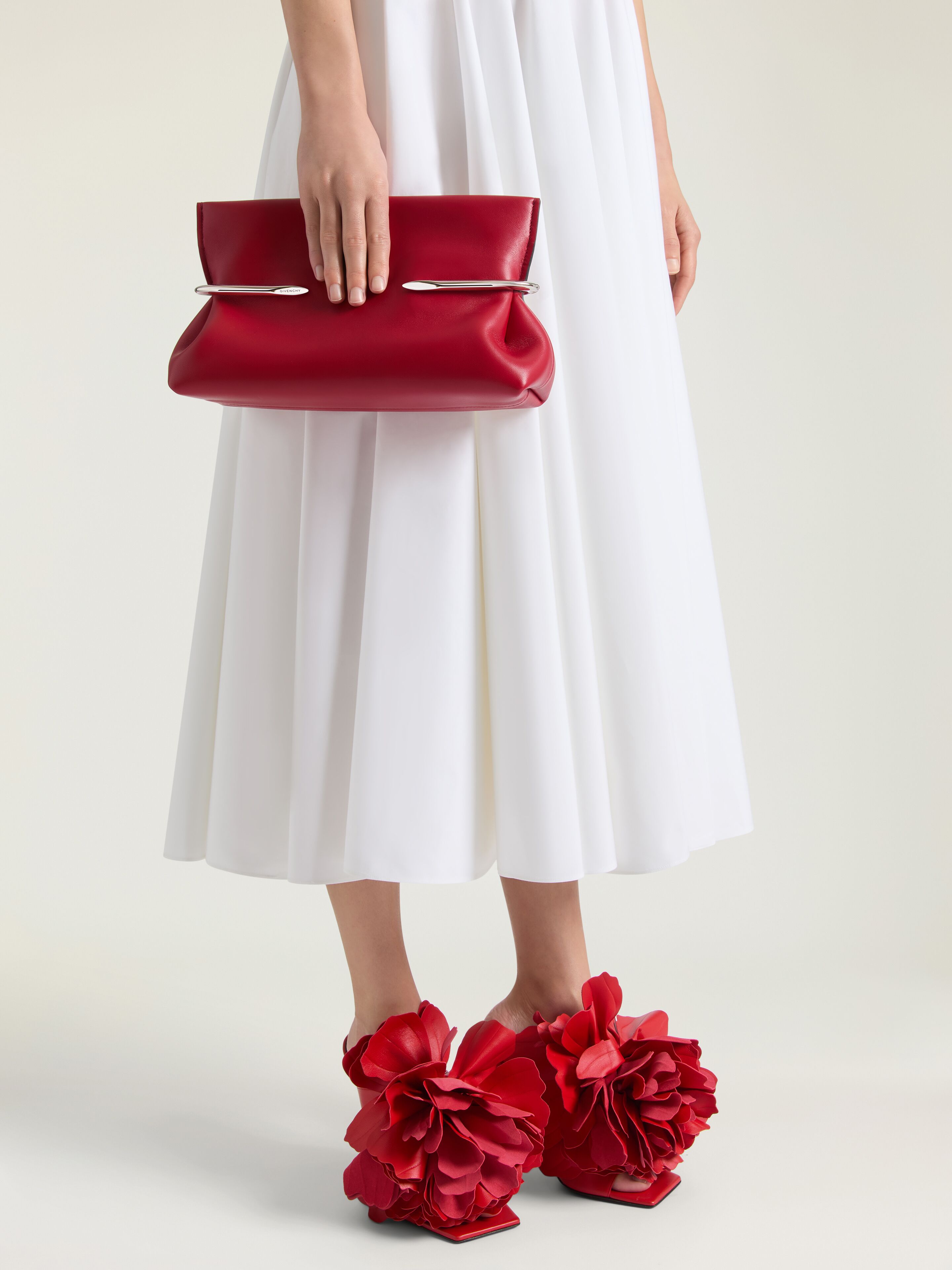 Pinch Soft clutch in nappa leather in - equestrian red
