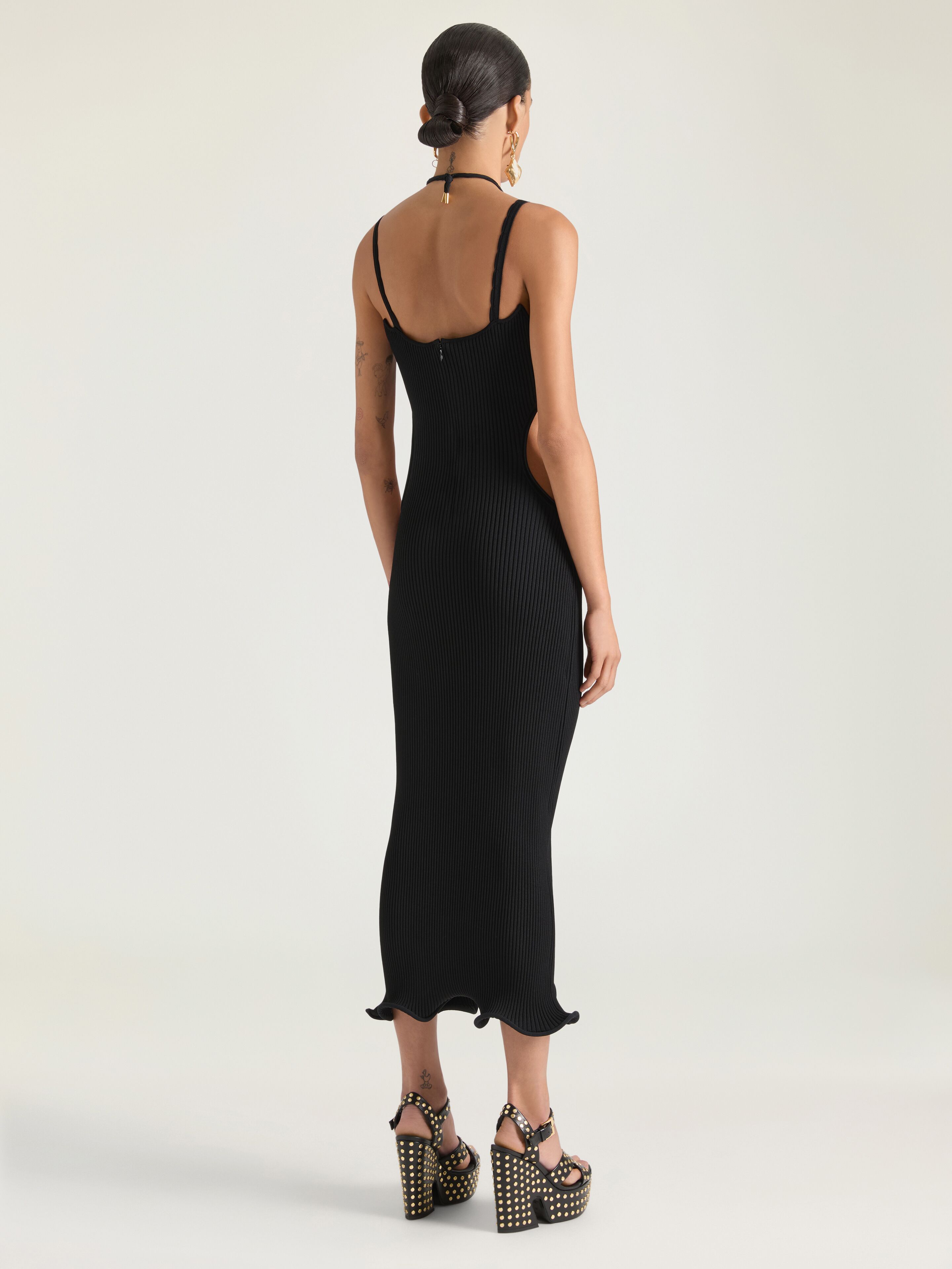 Slashed dress in rib in - black - BW22P44ZT8-001 | Givenchy US