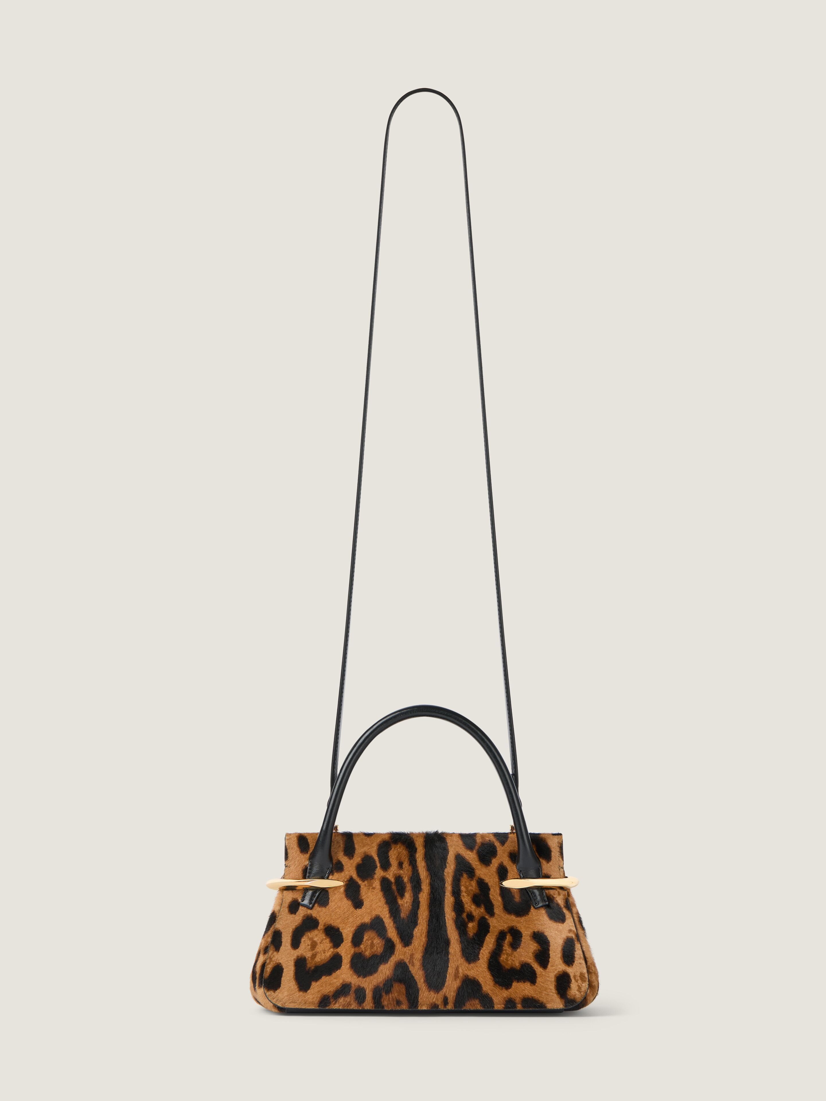 Mini Pinch bag in pony effect leather with leopard pattern in