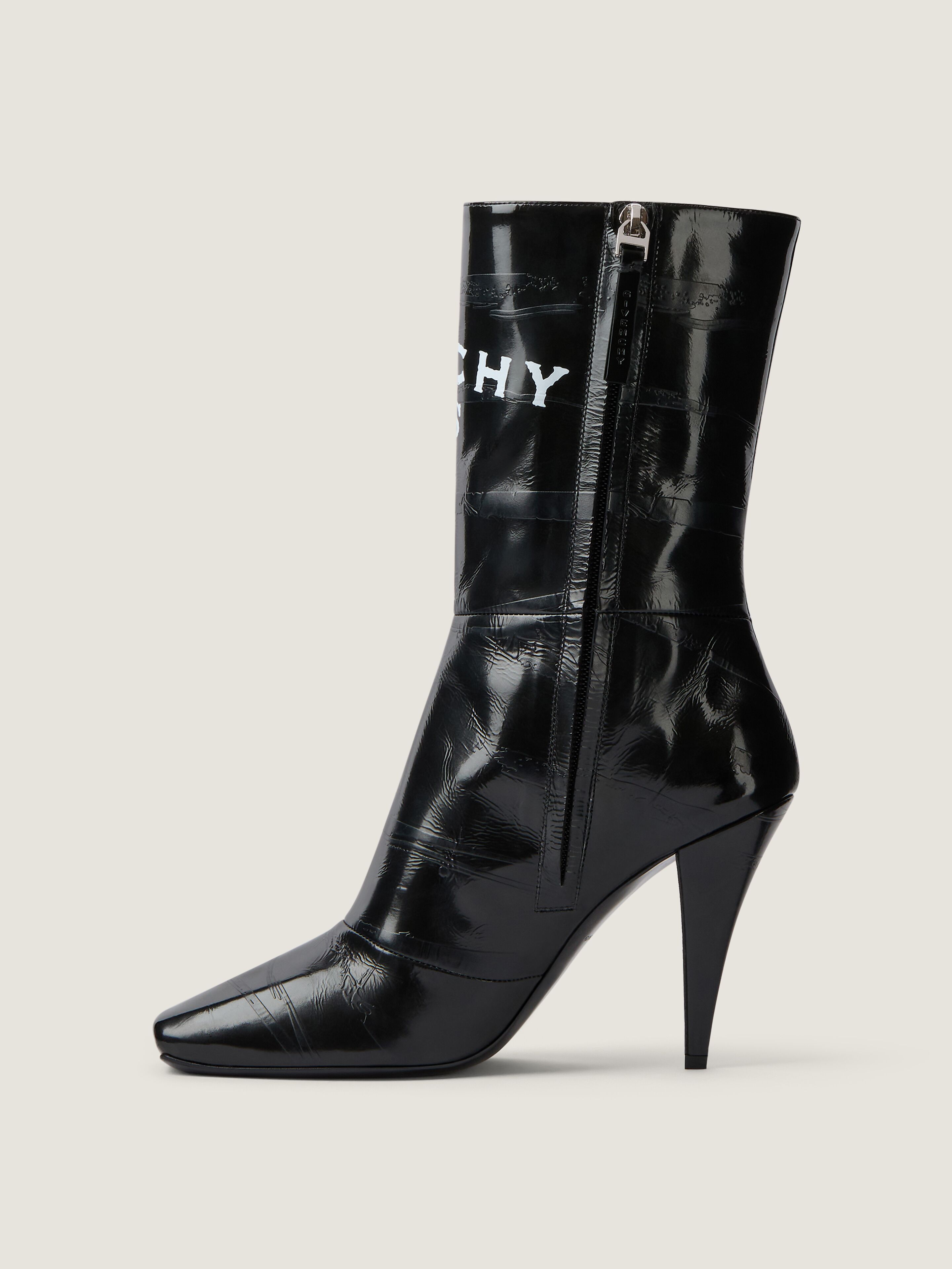 Sliced Square GIVENCHY Tape ankle boots in leather in - black