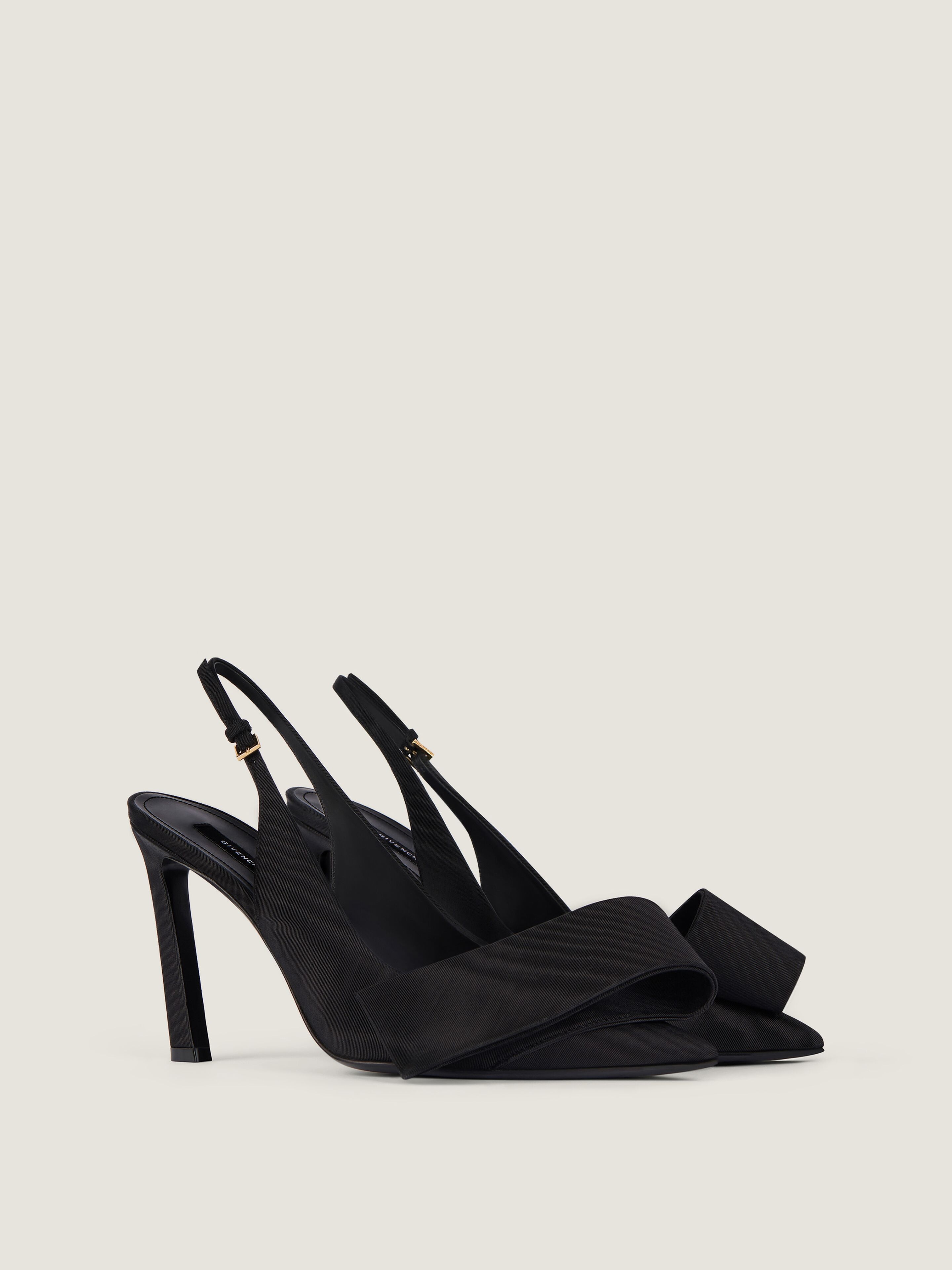 Twisted Ribbon slingbacks pumps in moiré fabric in - black