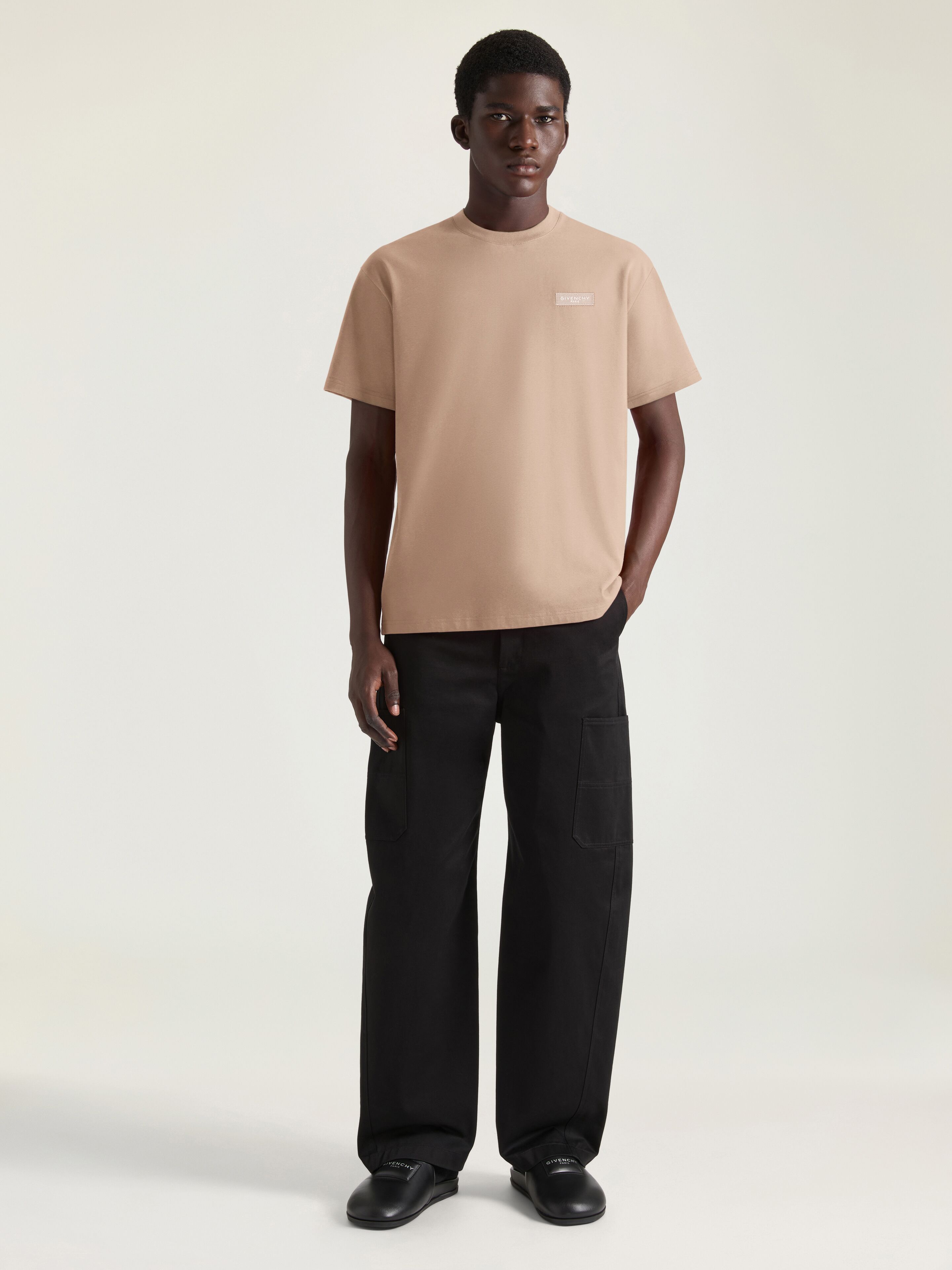 T-shirt in cotton with Givenchy Paris gros grain in - beige