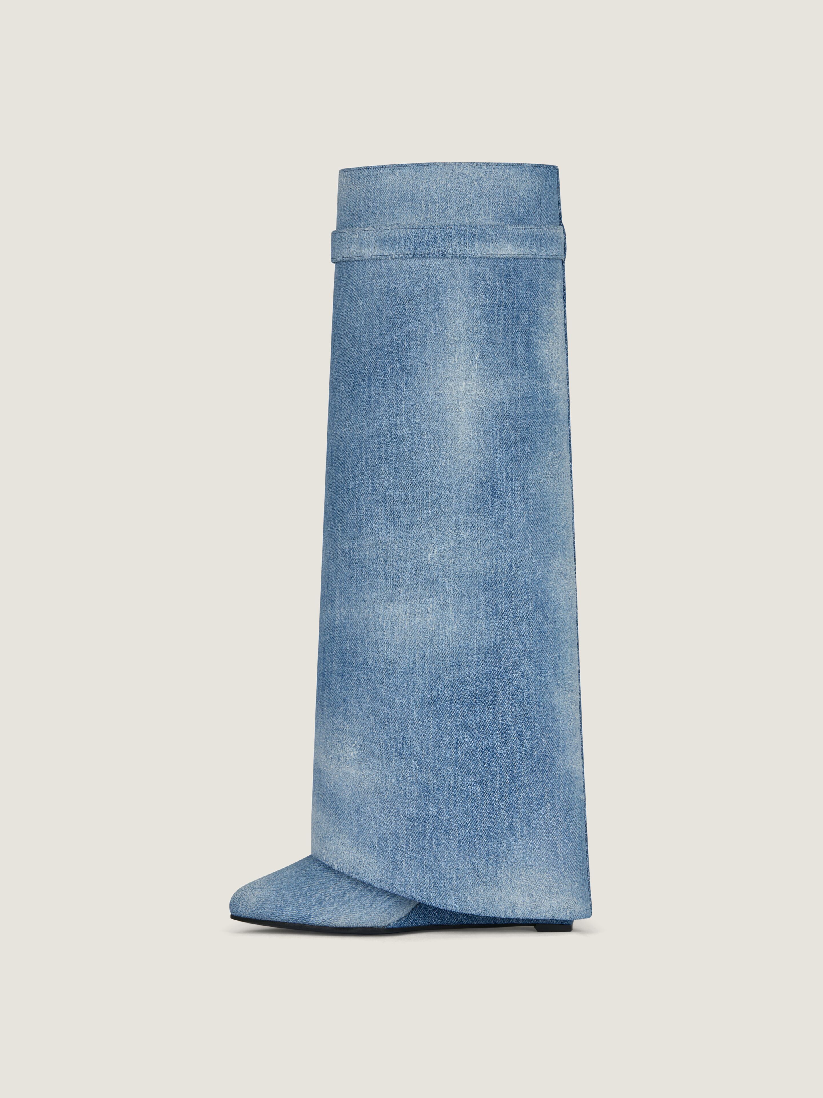 Shark Lock boots wide fit in washed denim | Givenchy CA