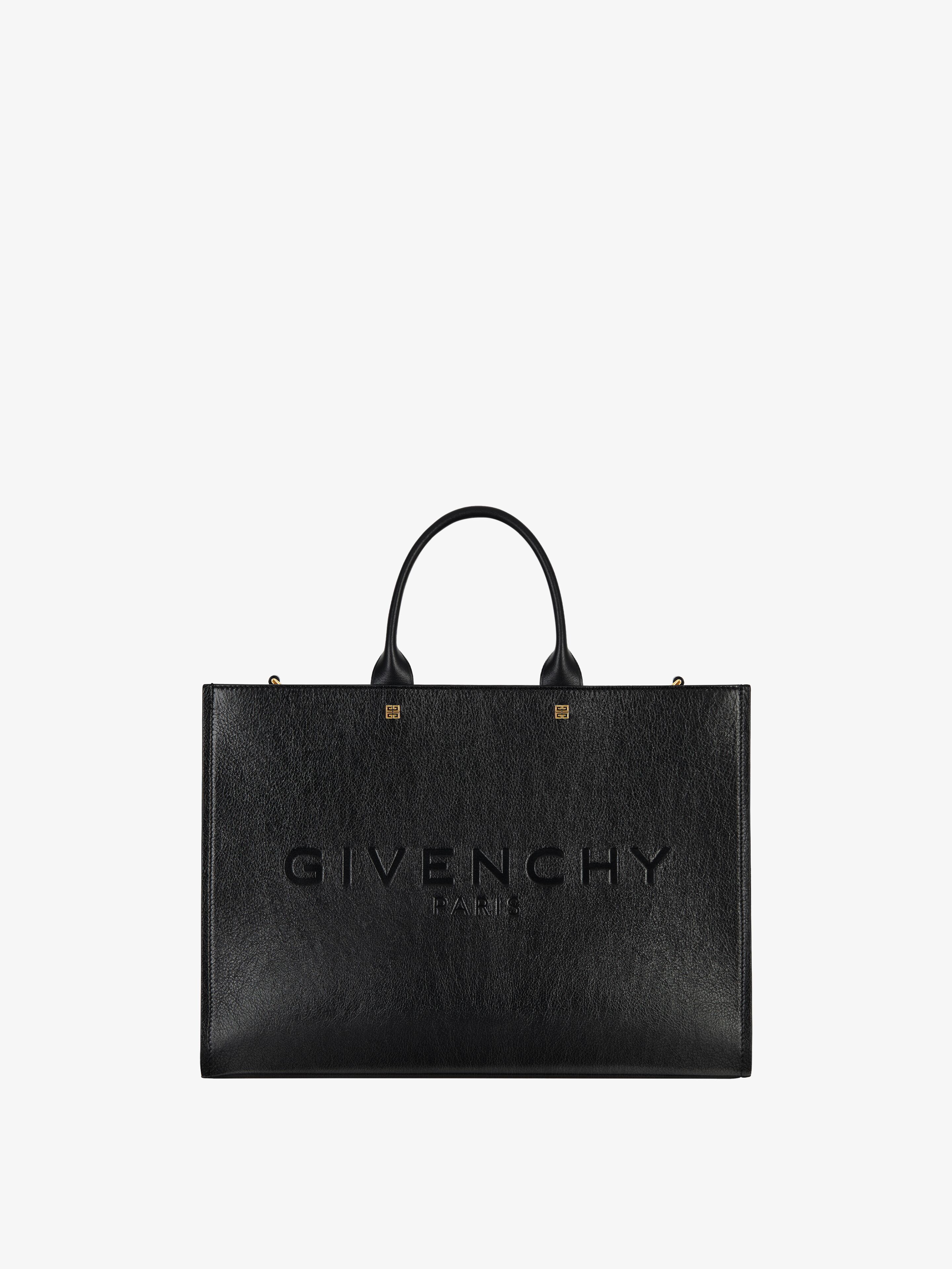 Medium G-Tote shopping bag in leather - black | Givenchy