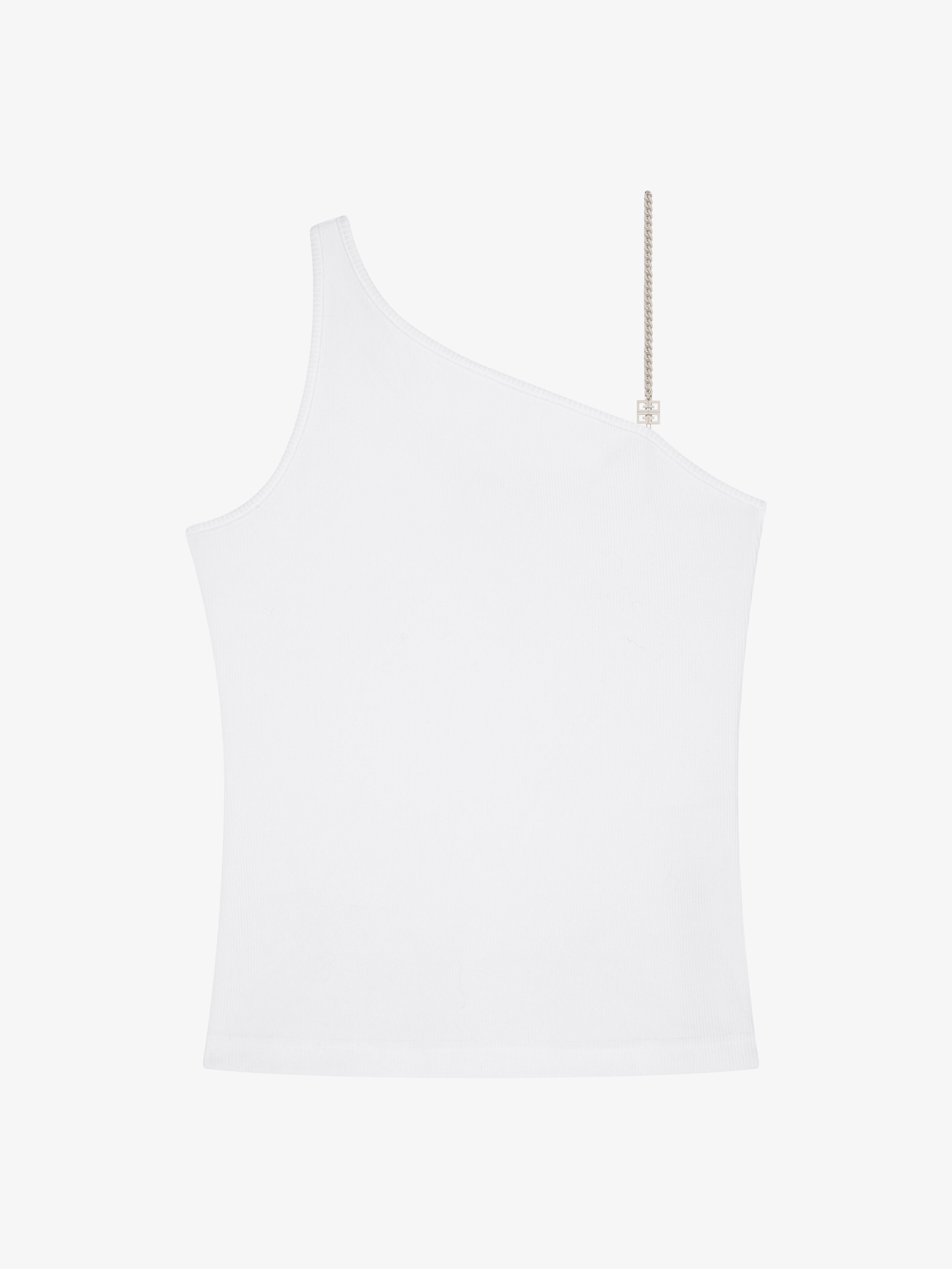 Shop Givenchy Asymmetric Top In Cotton With Chain Detail In White