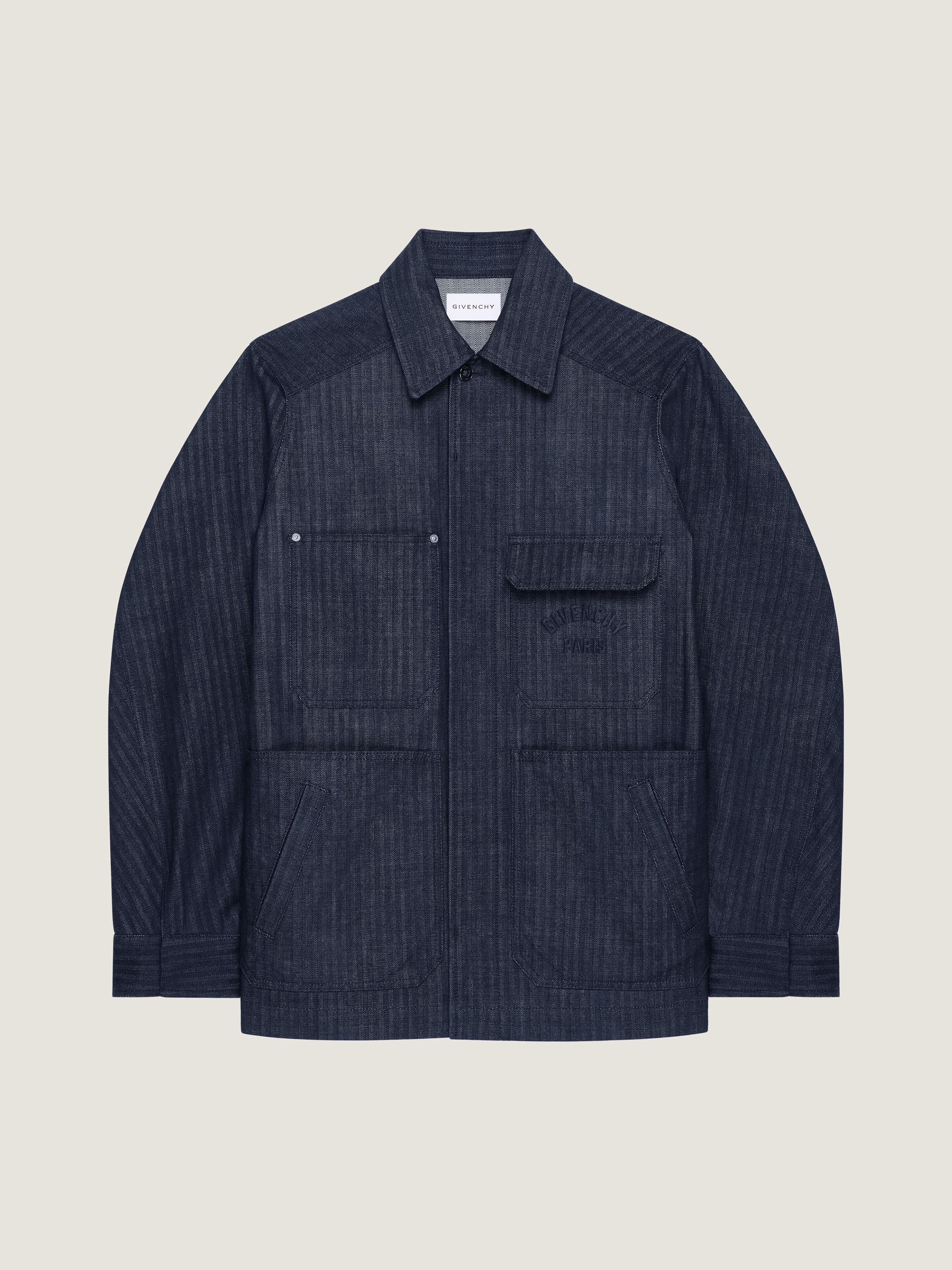 Givenchy Overshirt In Denim Herringbone In Blue
