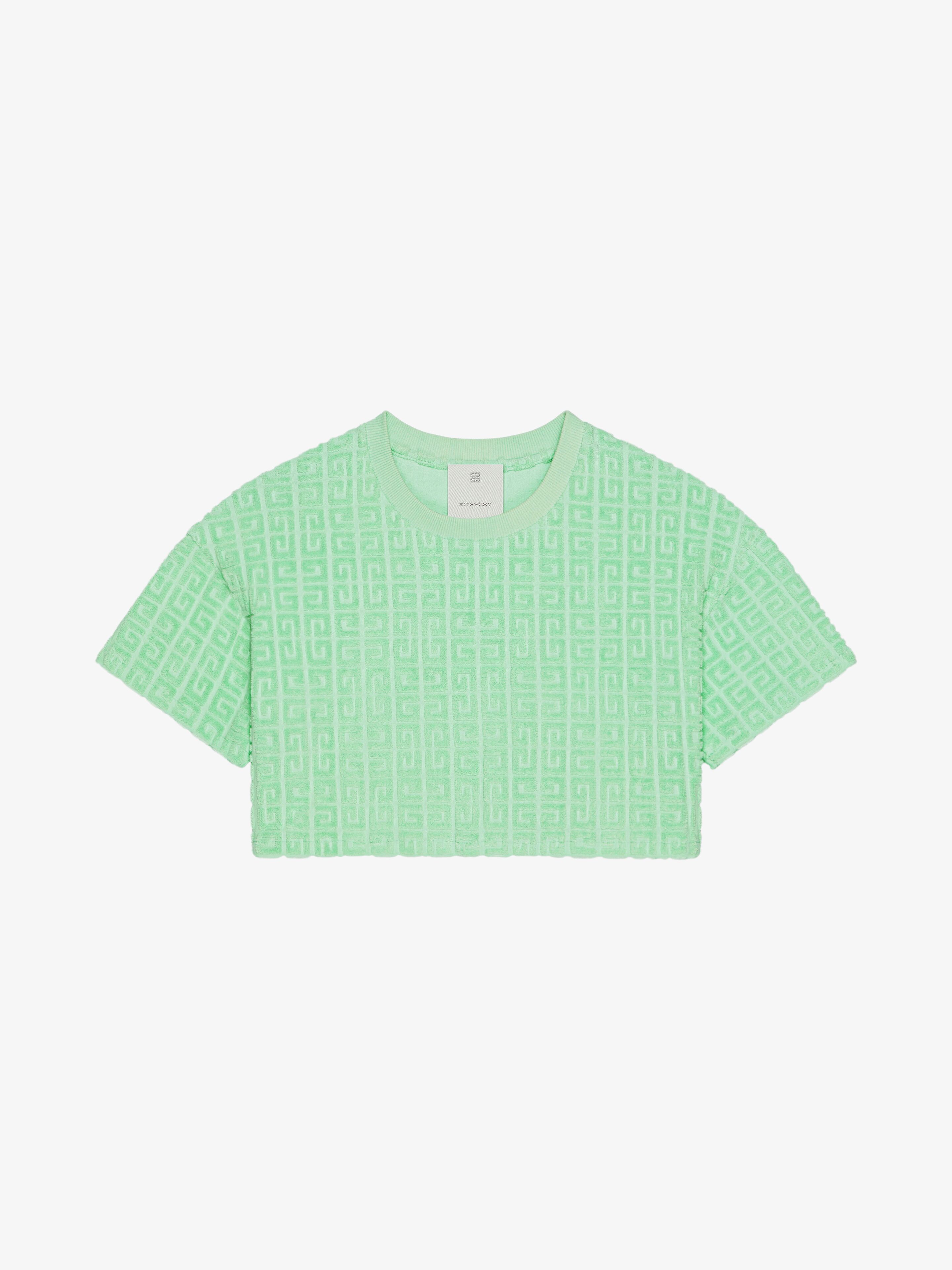 Givenchy - T-shirt Cropped En Coton Éponge 4G - Vert - pour Femme - Taille : S