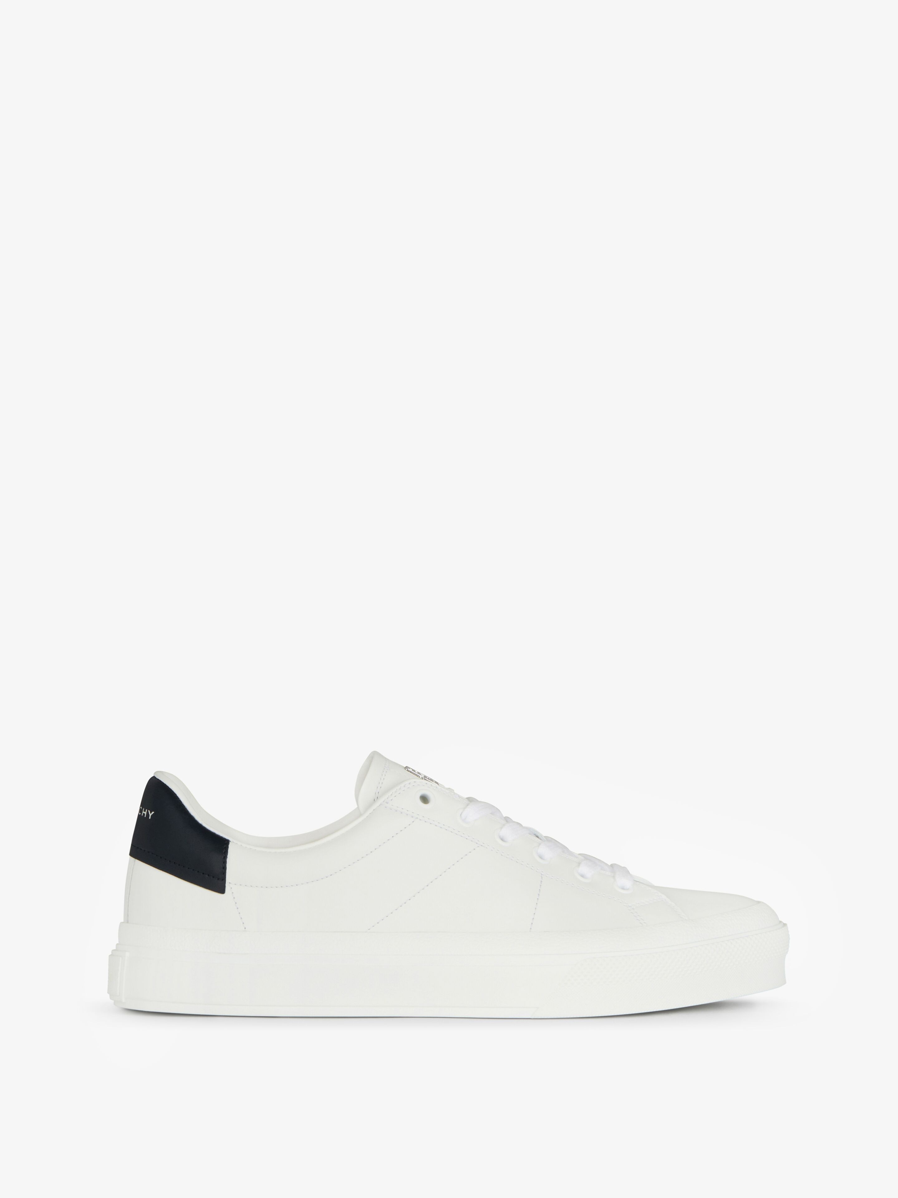Shop Givenchy City Sport Sneakers In Leather In White/navy