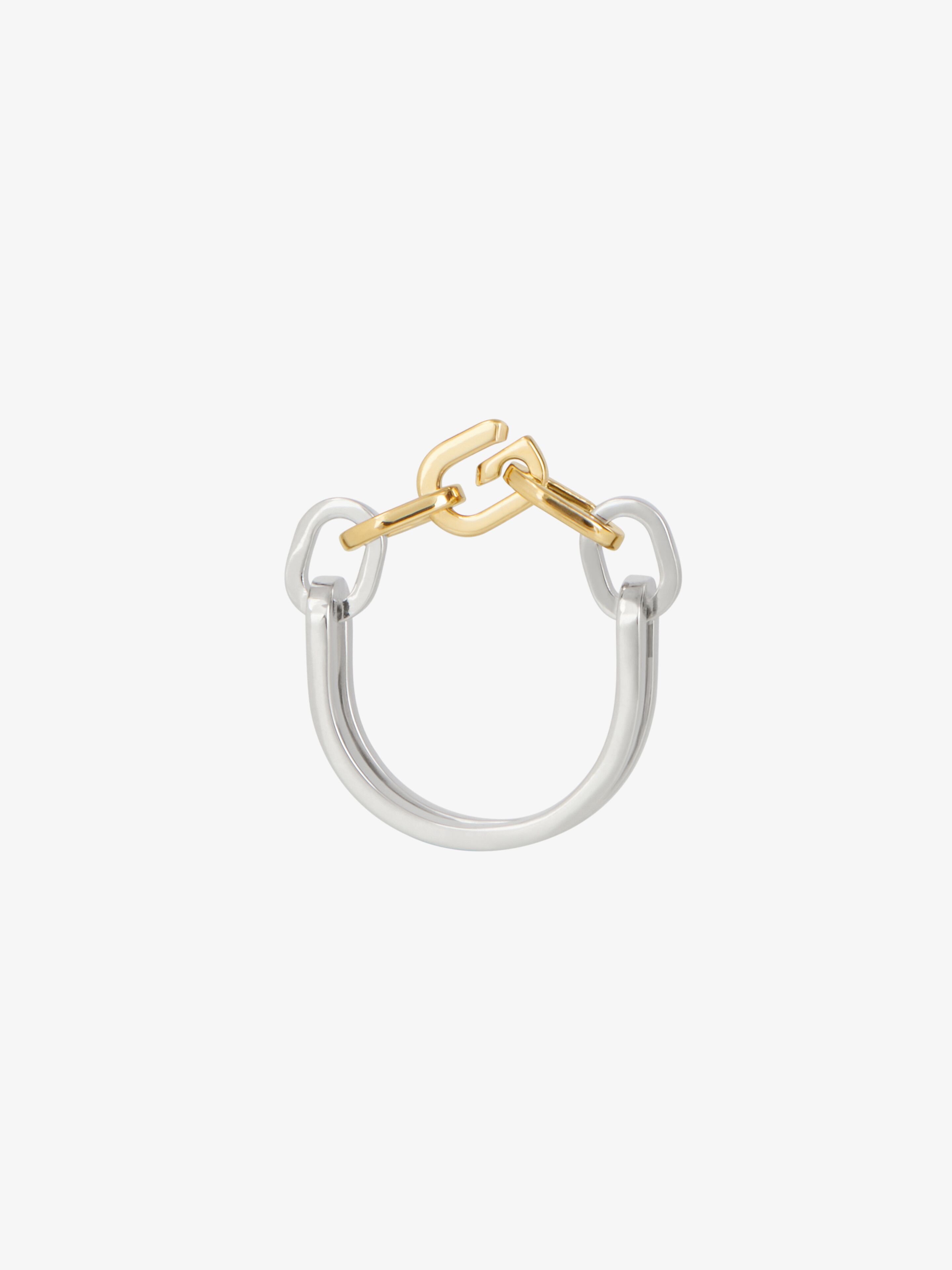 Shop Givenchy G Link Two Tone Ring In Golden/silvery