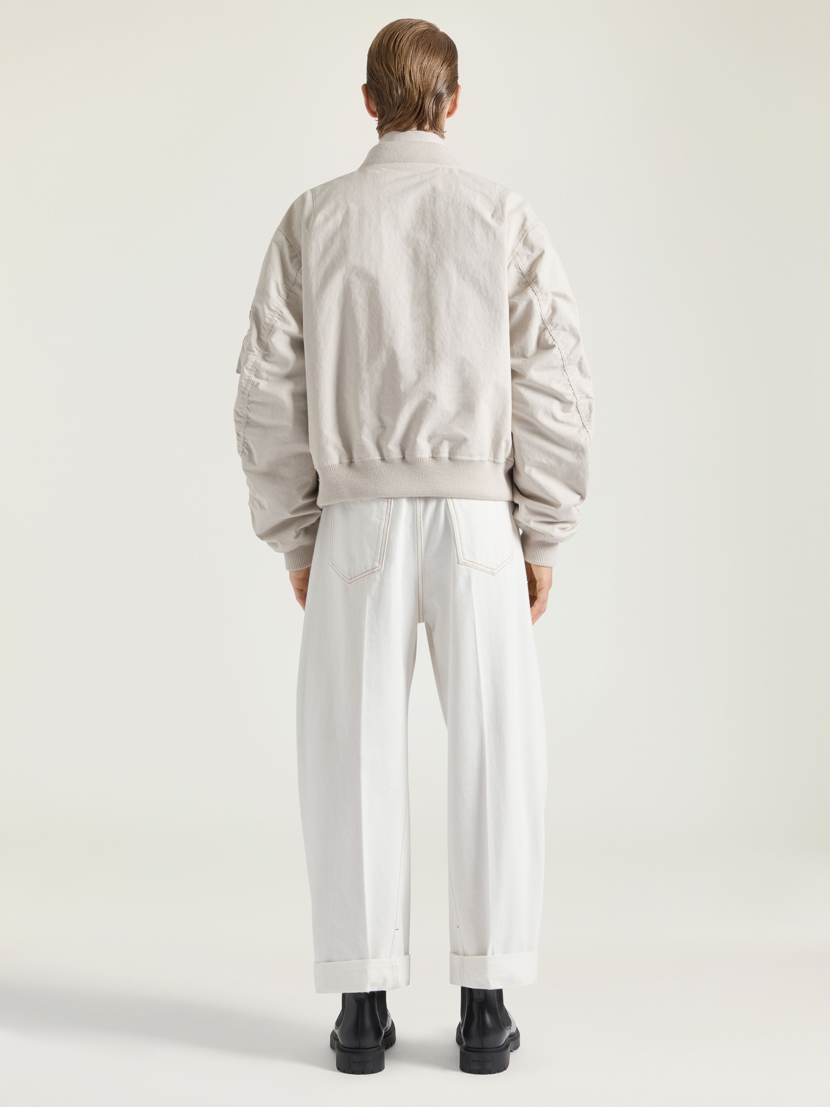 Bomber in cotton with GIVENCHY Stamp print in - light beige