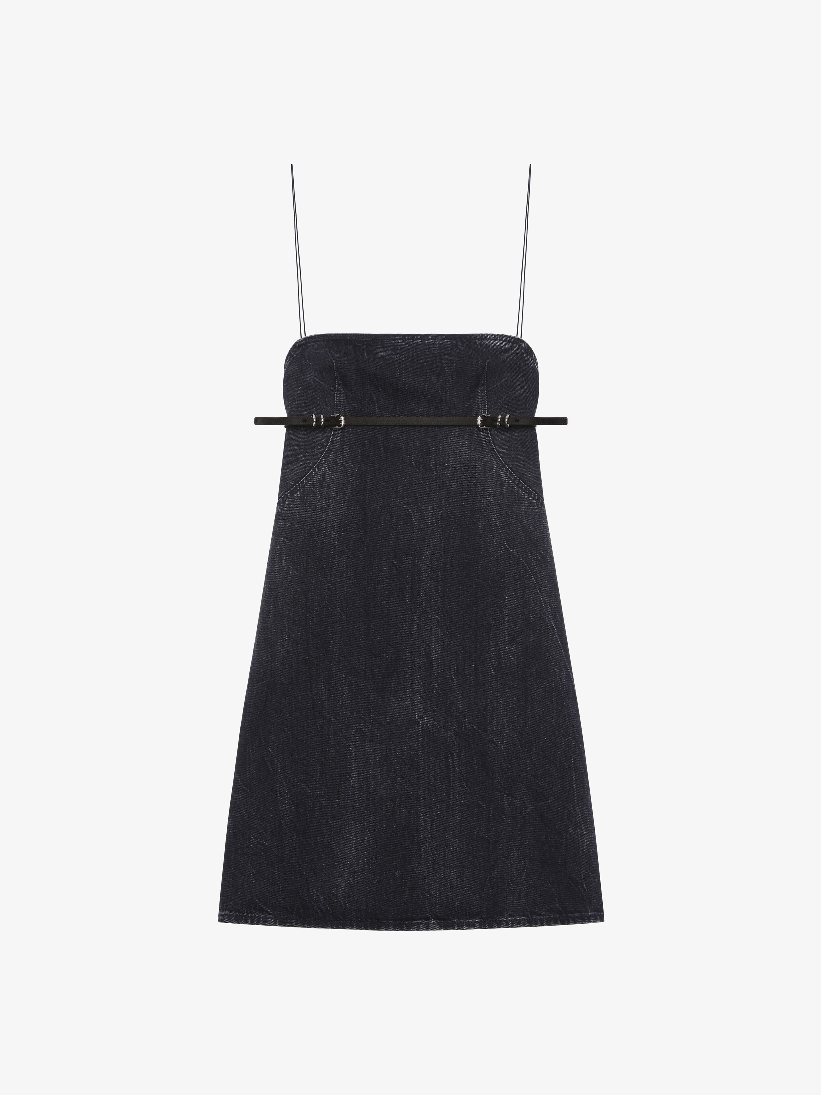 Shop Givenchy Voyou Straps Dress In Denim In Black