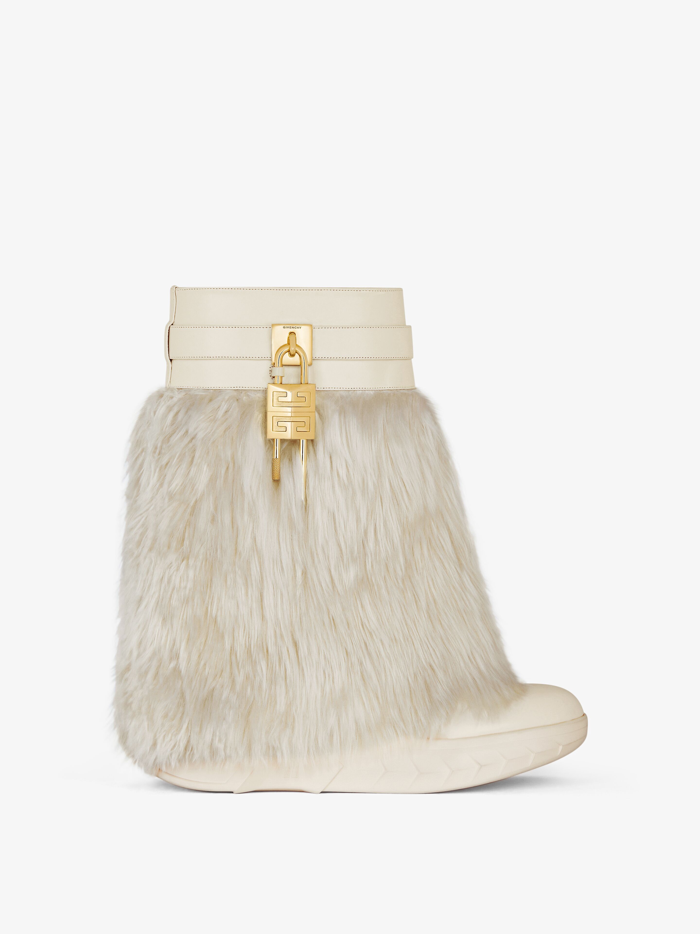 Shop Givenchy Shark Lock Biker Ankle Boots In Alpaca In Ivory