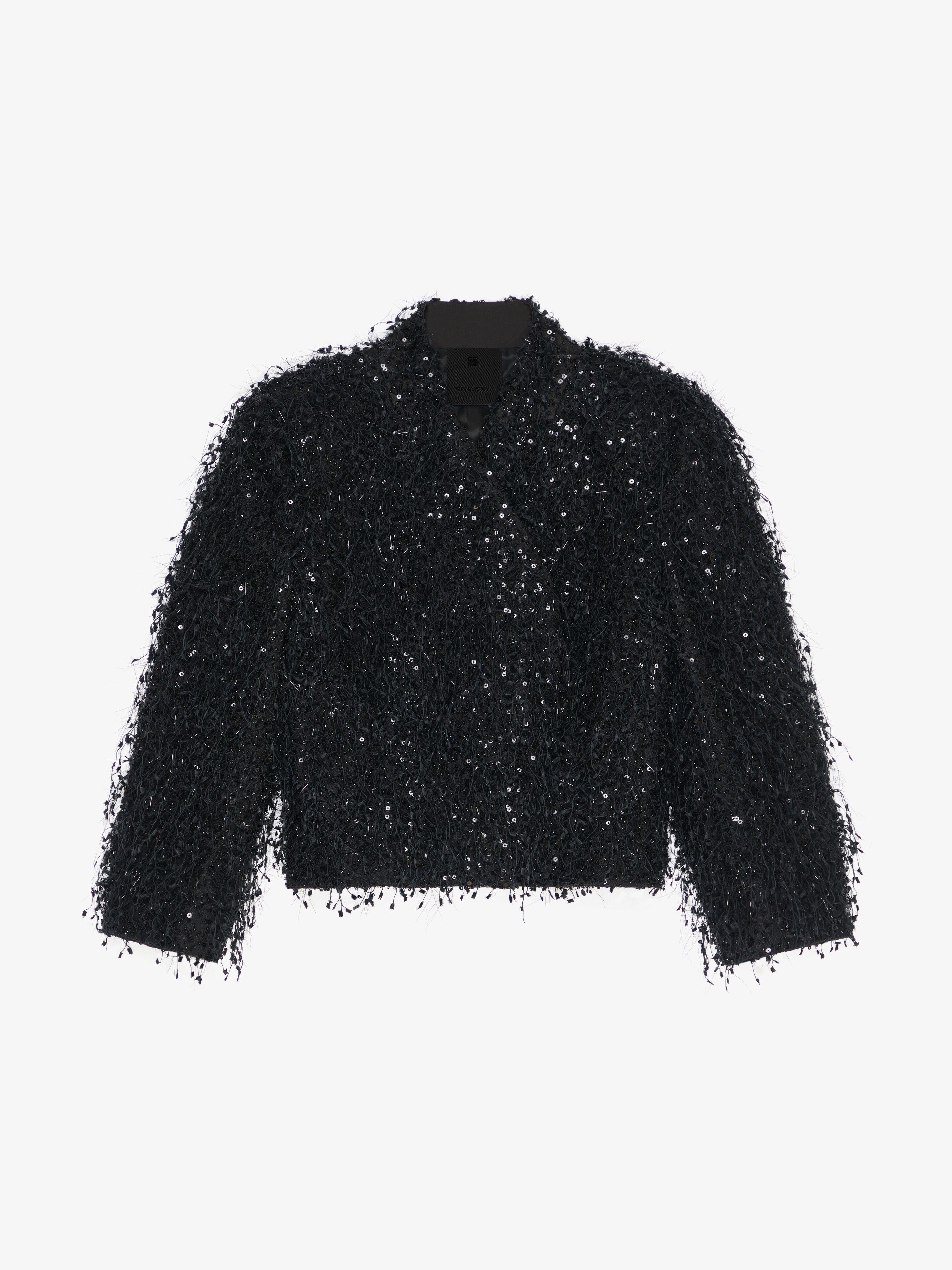 Shop Givenchy Jacket With Embroidered Fringes And Rhinestones In Black