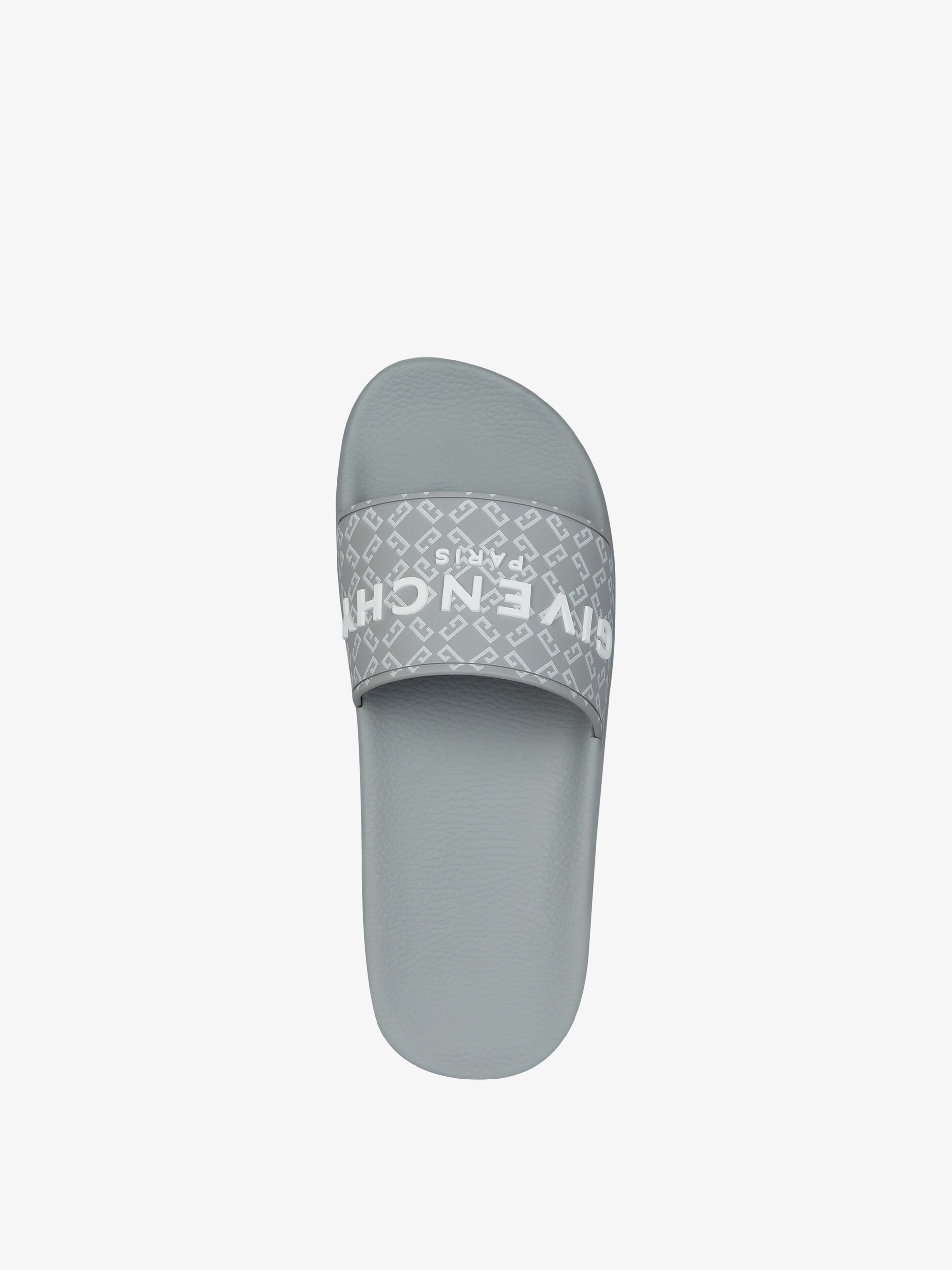 Slide flat sandals in monogram 72 rubber in - medium grey Slide flat sandals in monogram 72 rubber in - medium grey