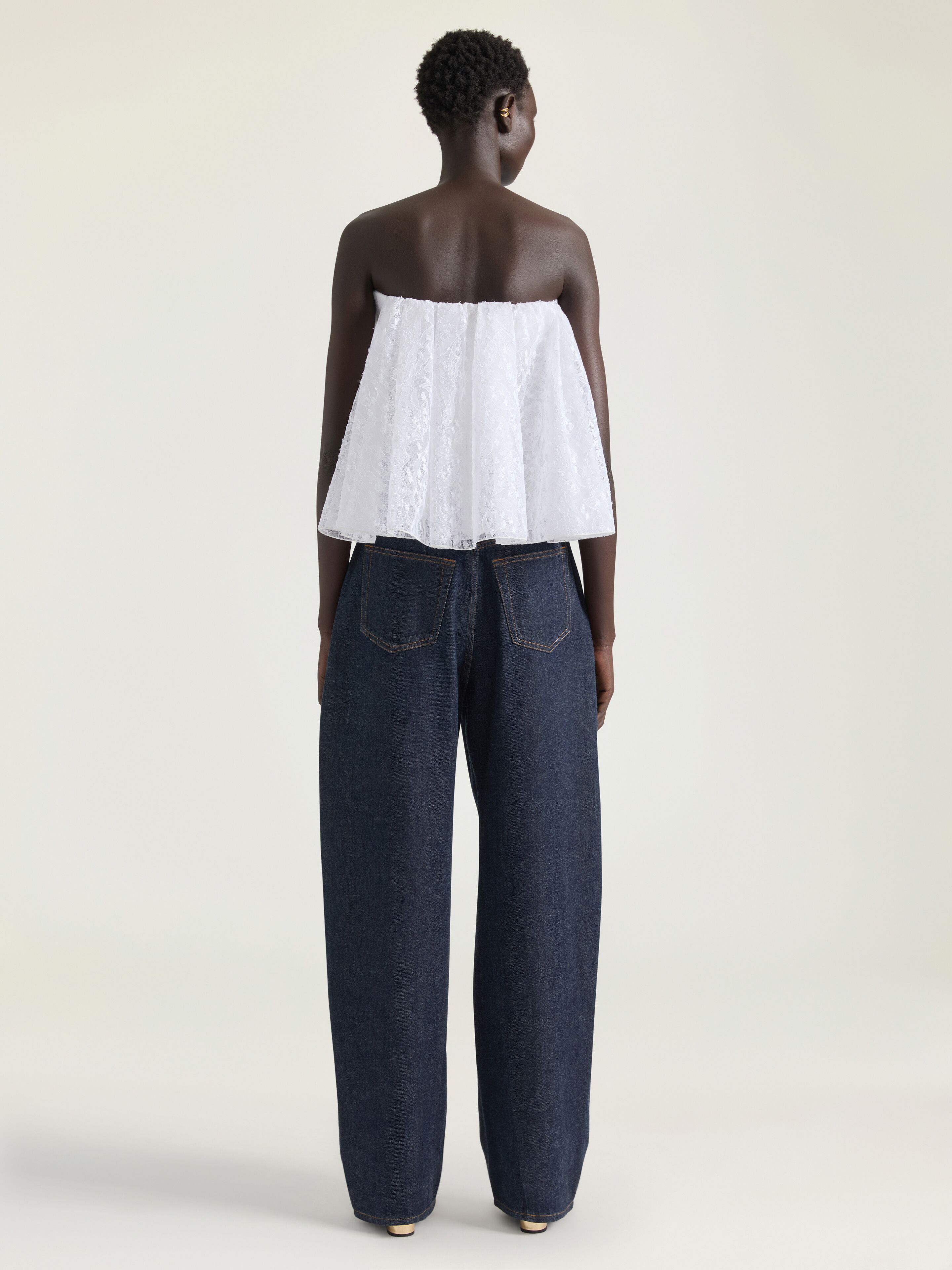 Bustier cape back top in lace in - white | Givenchy US